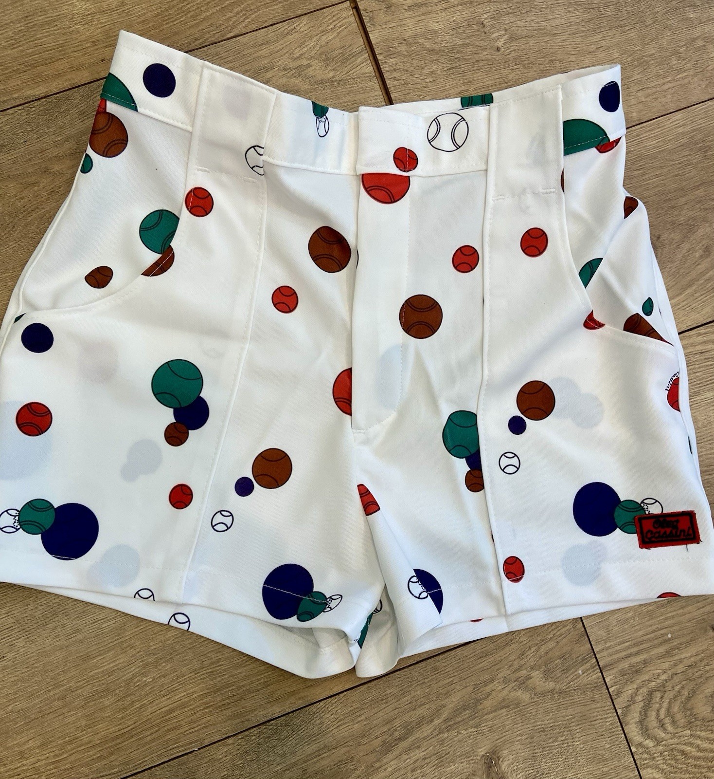 Vintage 70s OLEG CASSINI by MUNSINGWEAR Baseball Theme Shorts and Tee Set SZ M