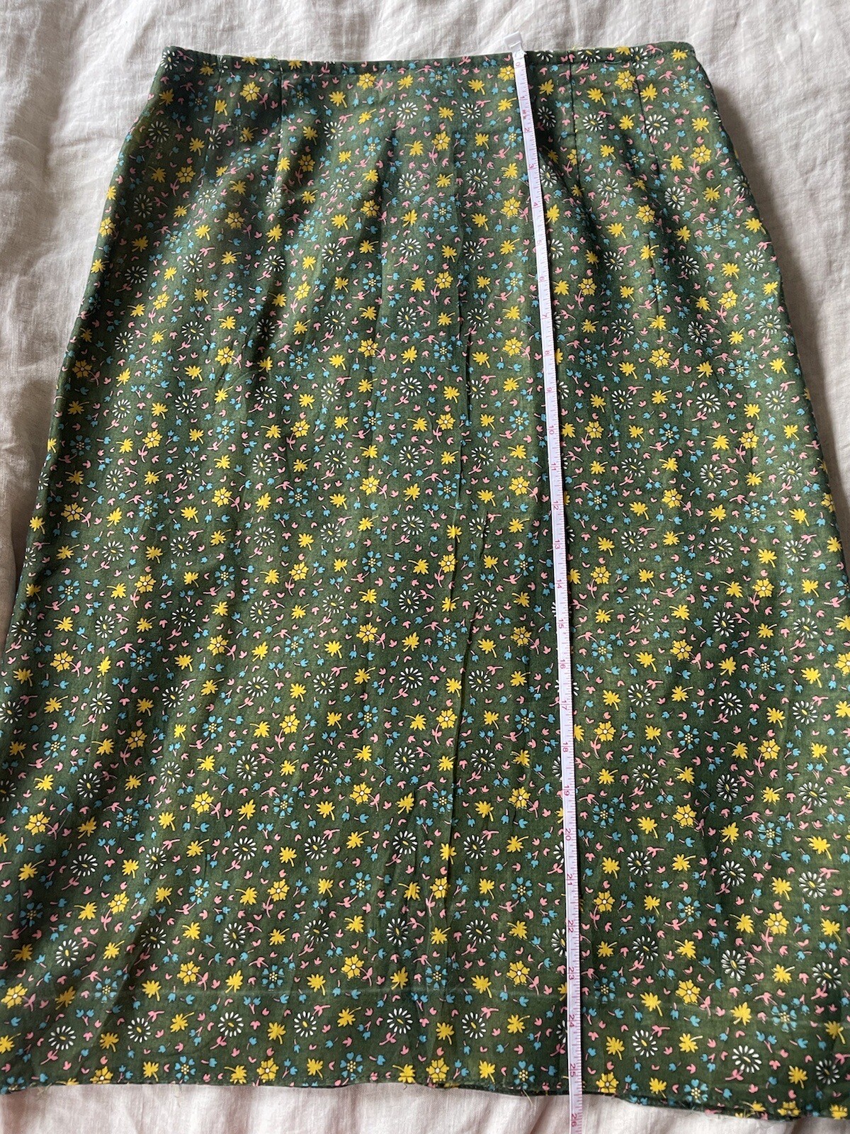 Vintage 60s “Century Of Boston” Wool Boho Groovy Printed Midi Skirt S/M