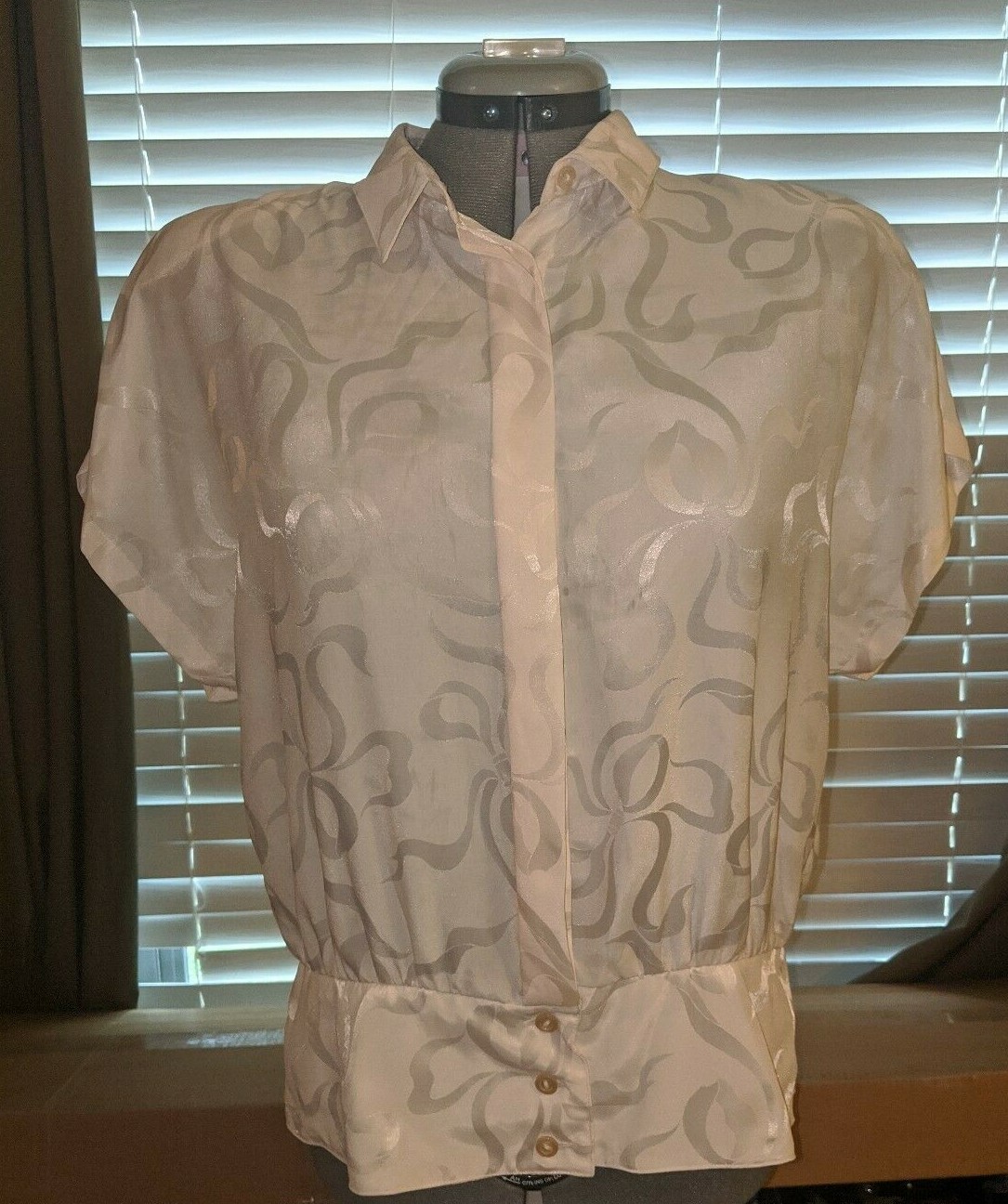 Vintage Shapely Polyester Blouse Cream Shapely Classic sz 14