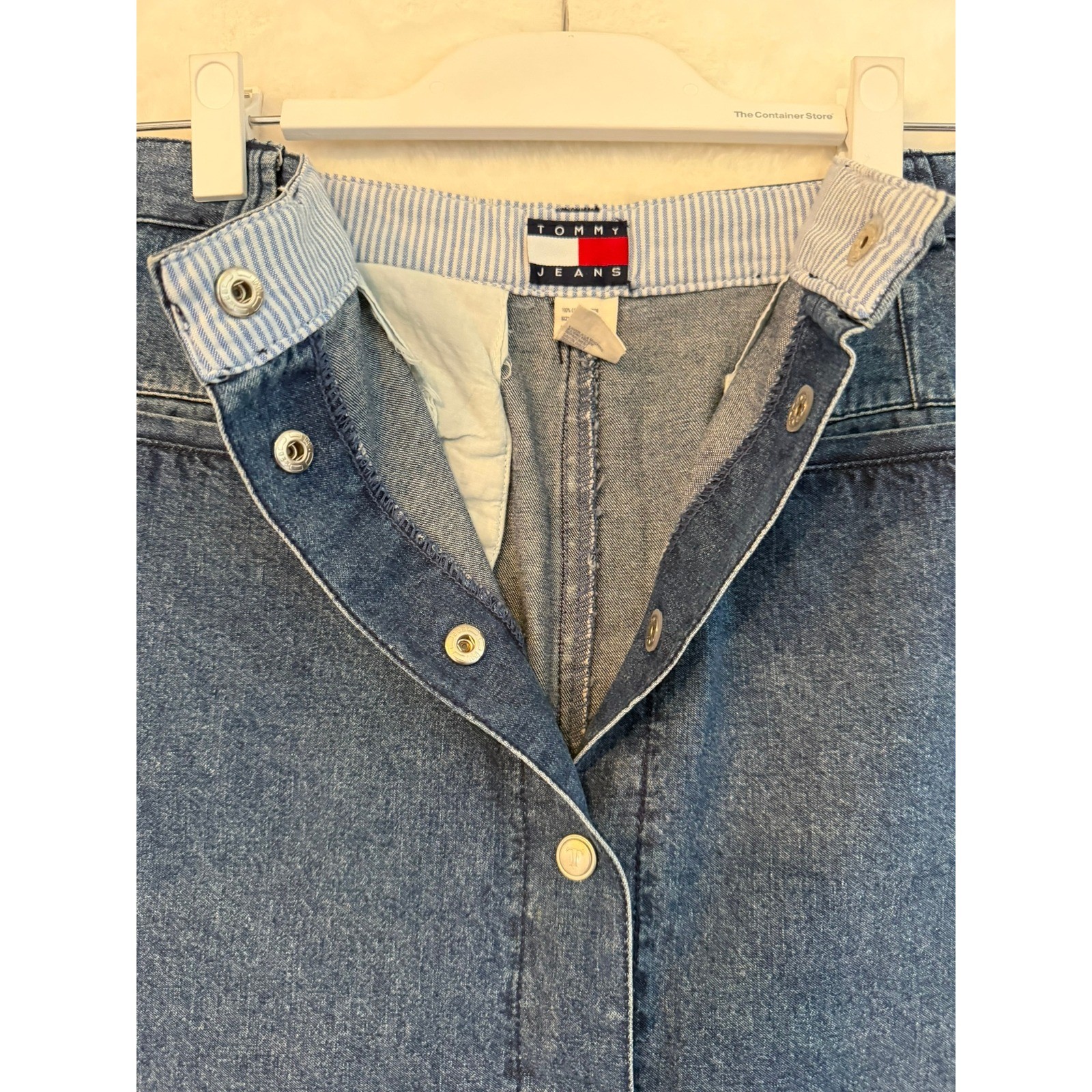 Vintage Tommy Jeans Denim Maxi Skirt Button Front Medium Wash Cotton Size 4