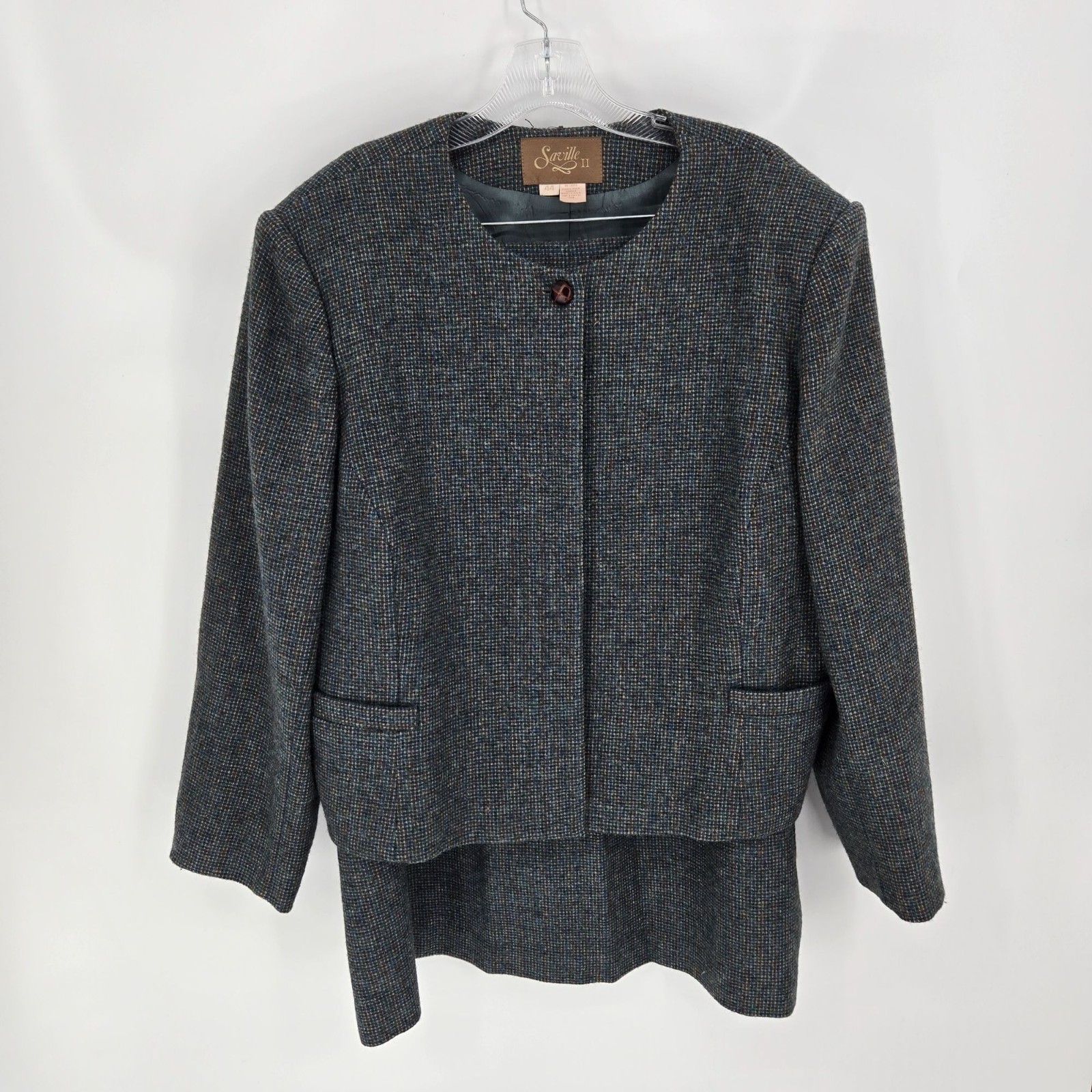 Saville II vintage wool mohair blue gray 38 skirt set long sleeve sz 44 jacket