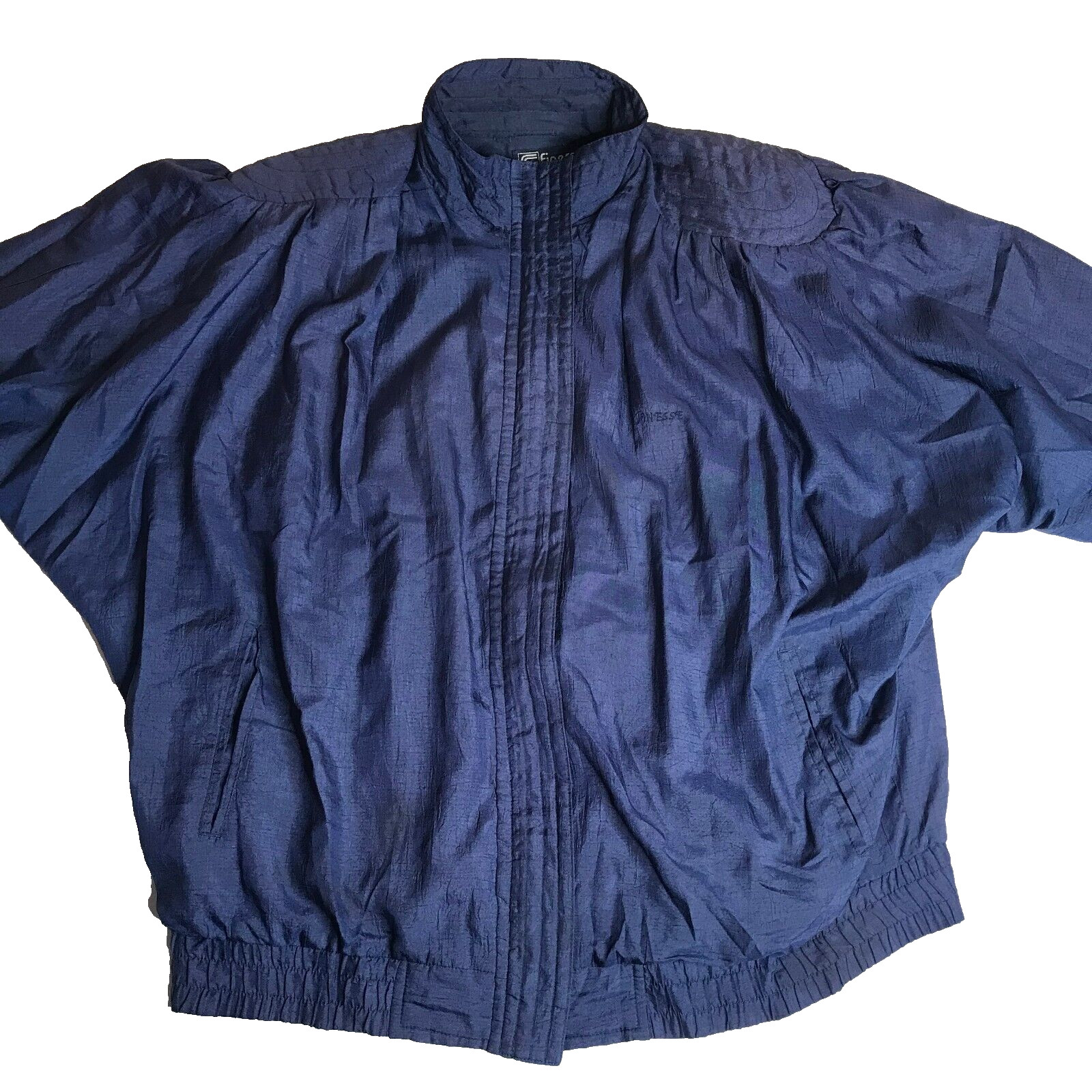 Finesse Sportswear Blue Vintage Zip Up Taffeta Jacket Size Large