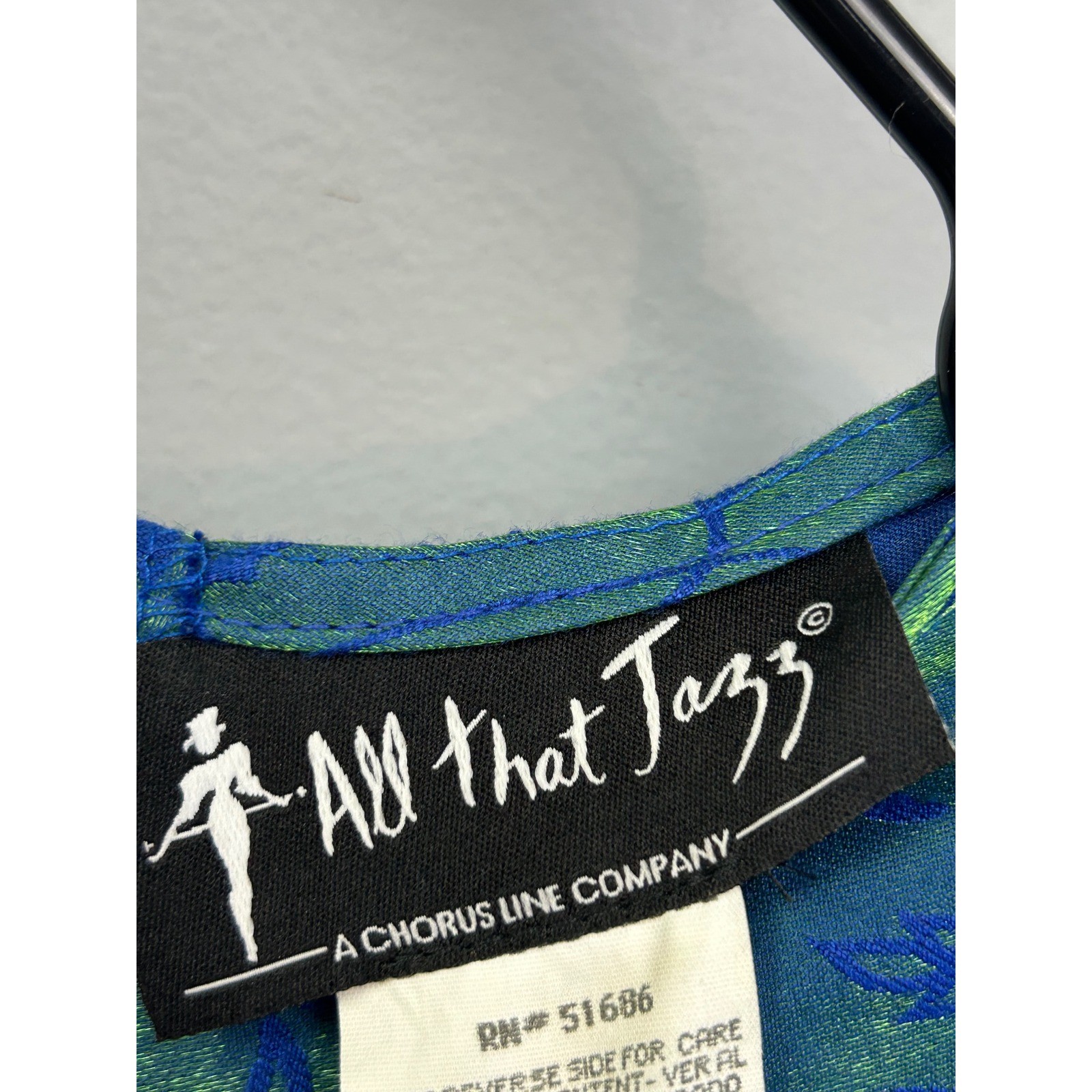 All That Jazz Dress Womens 3/4 Blue Green Iridescent Floral Shimmer Vintage Mini