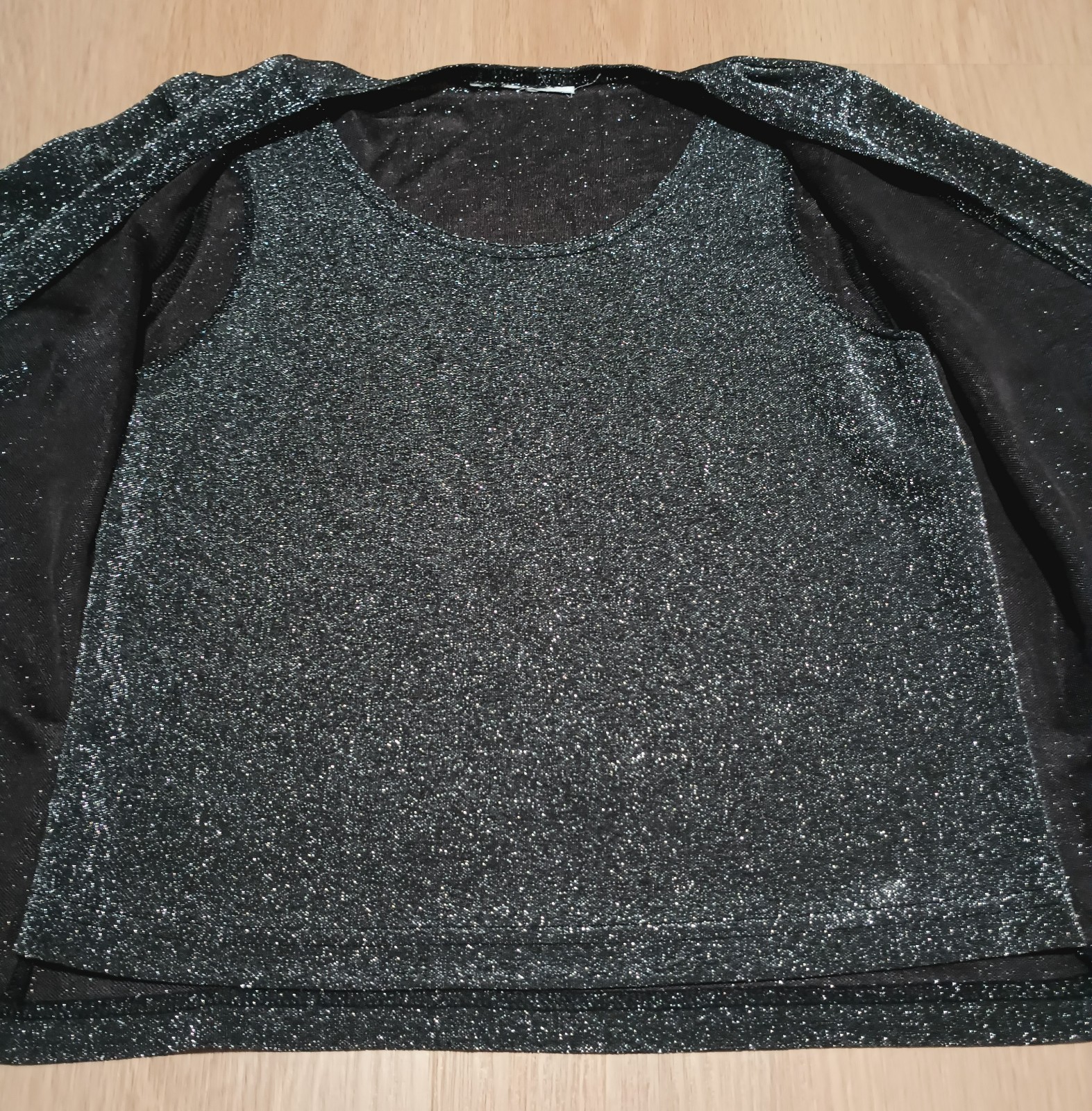 Vtg Stretch Silver Metallic Gray Layered Sparkly Party Festive Top Jacket M