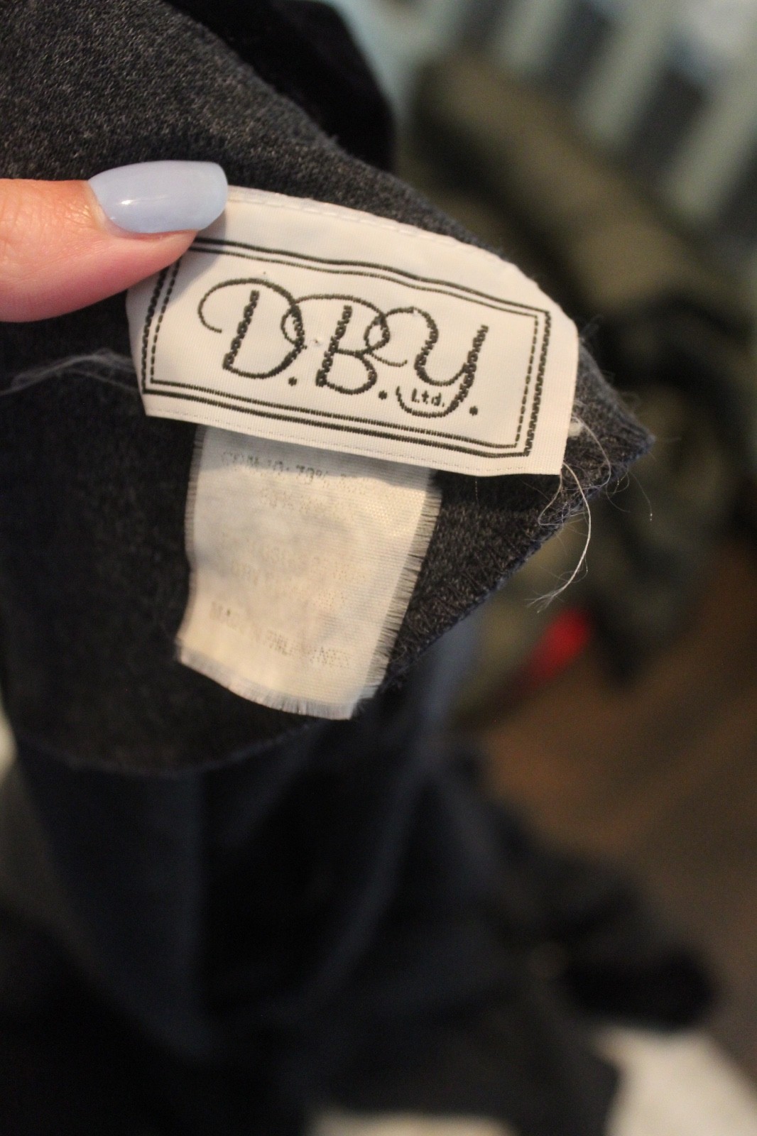 Vintage DBY Ltd 90’s Gray & Black Velvet Collared Dress Long Sleeve Fit & Flare