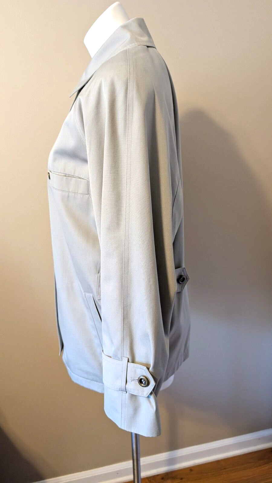 Vtg 80s ETIENNE AIGNER Wool Lined Sage Cotton Blend Zip Jacket Coat Size 6 Reg