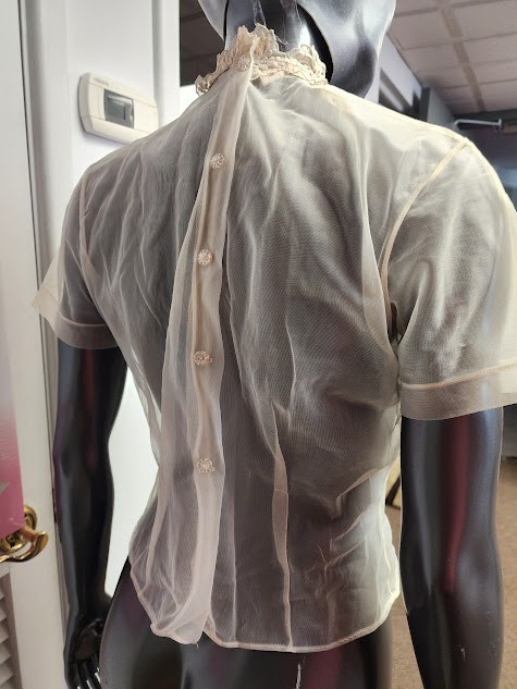Gorgeous Vintage Jolene Cream Color Sheer Blouse 1950’s Swing Rockabilly