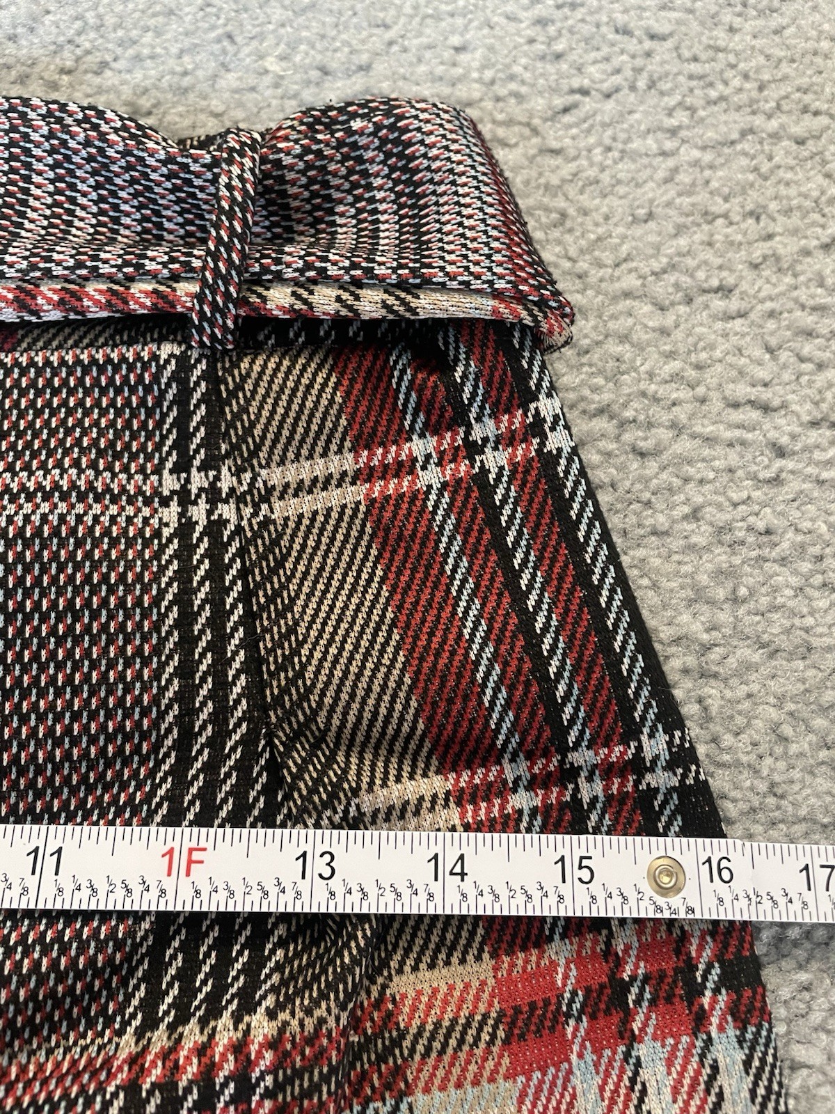 Vtg 70s Belted Plaid Crop Pants Womens Sz S Black Red Straight Leg Retro Preppy