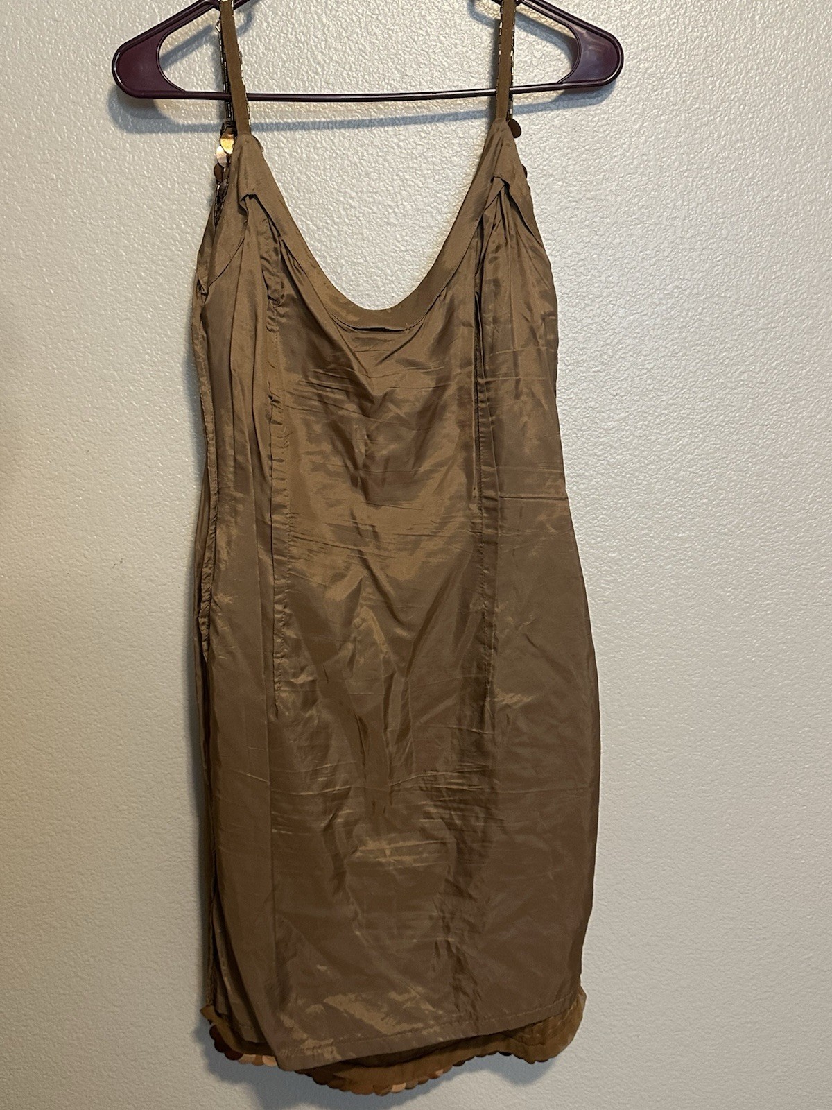 Black Tie Oleg Cassini Dress Womens 4 Bronze Gold Sequin Silk Vintage Cocktail