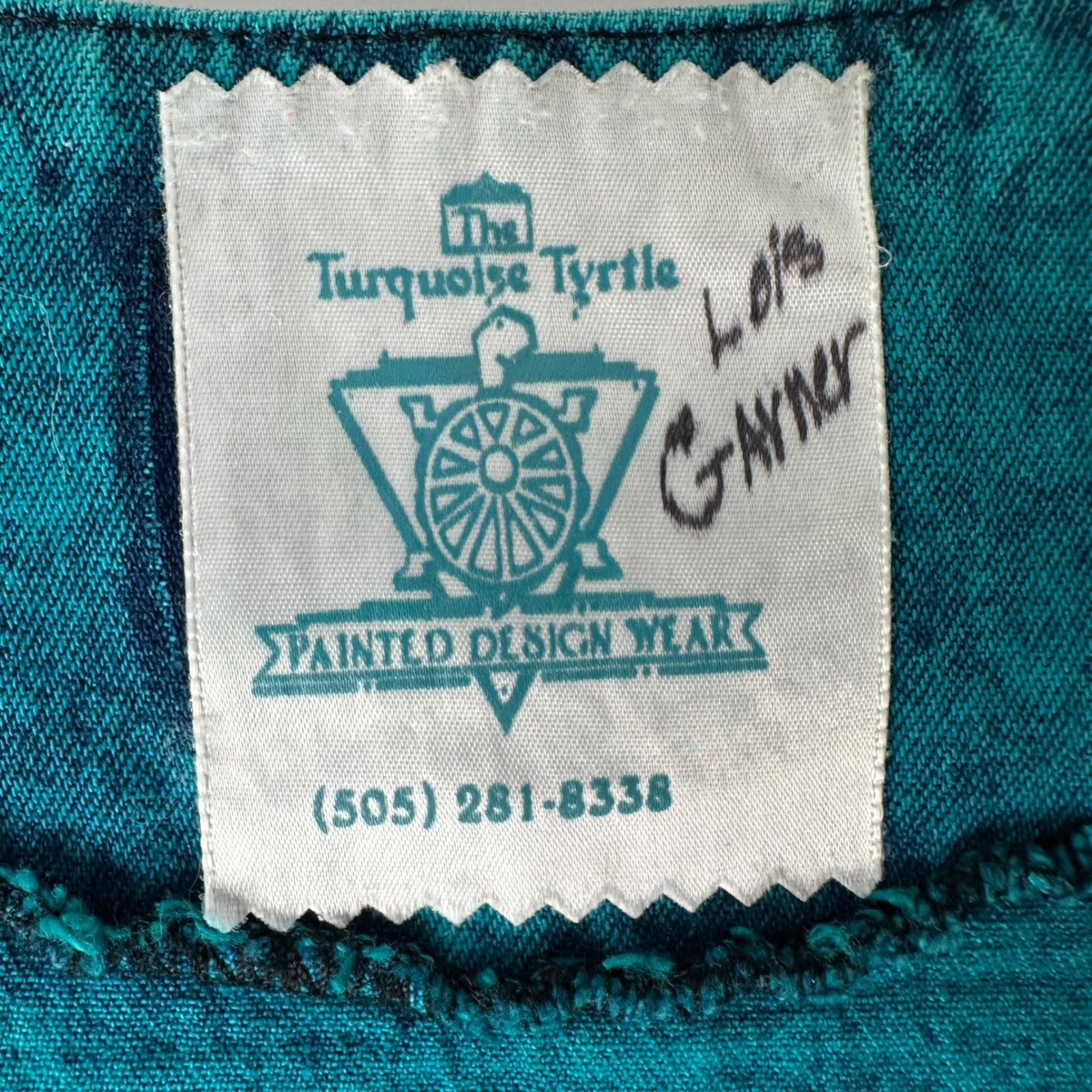 Vtg Turquoise Tyrtle Painted Design Wear Vest Southwestern Acid Wash Festival OS