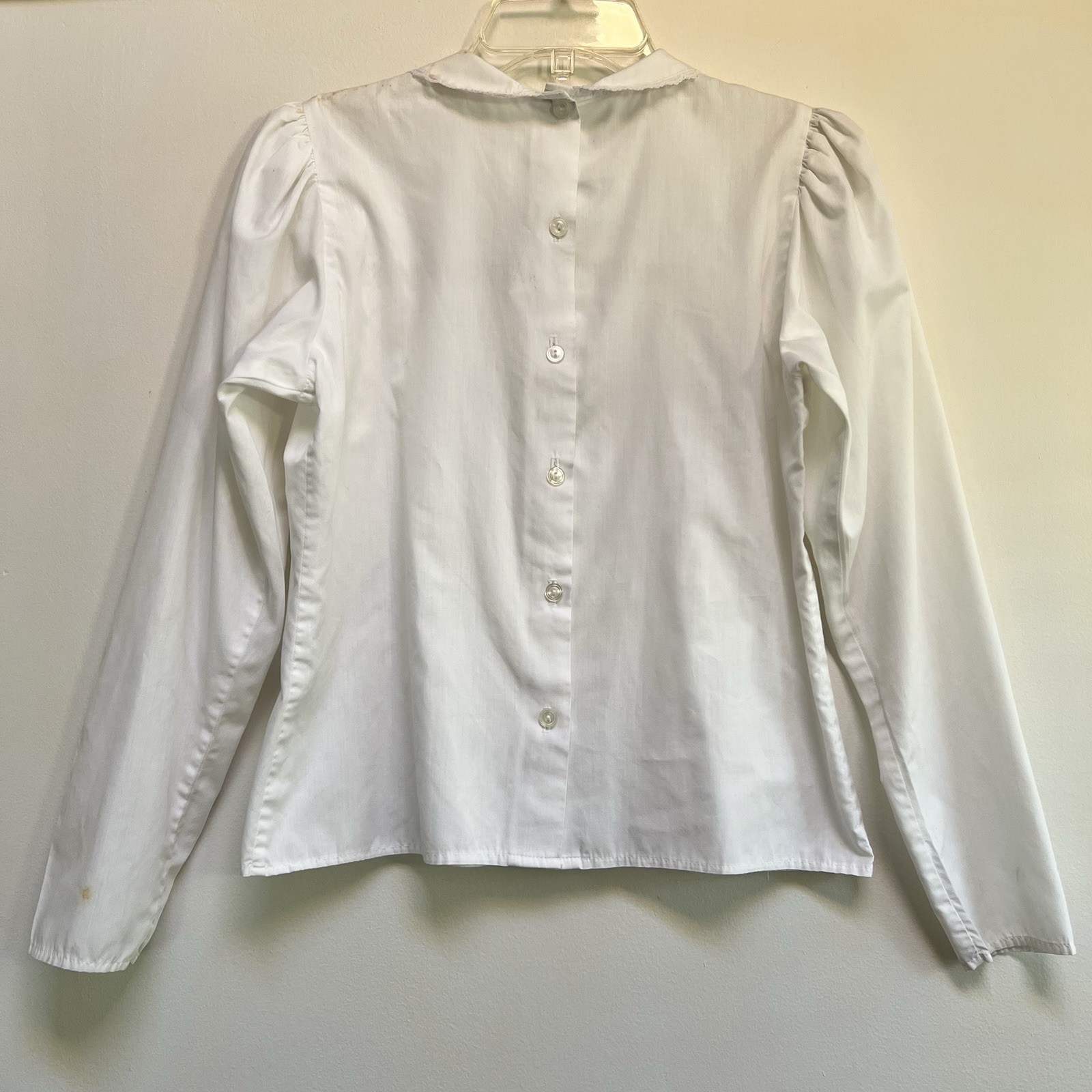 Vintage 90’s White Retro Top YOU BABES Long Sleeve Lace Button Up On Back Sz M