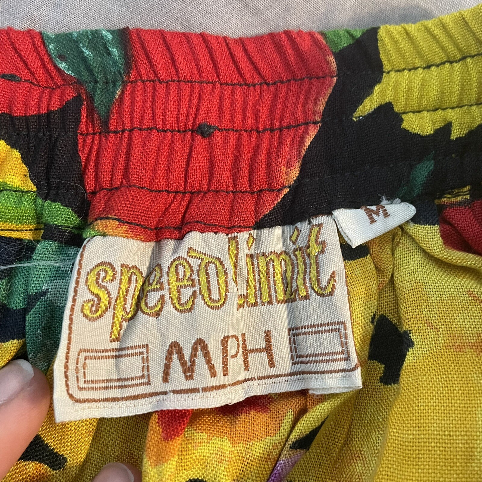 Vintage 80s Hawaiian Long Skirt Speed Limit MPH Womens XL Multicolor