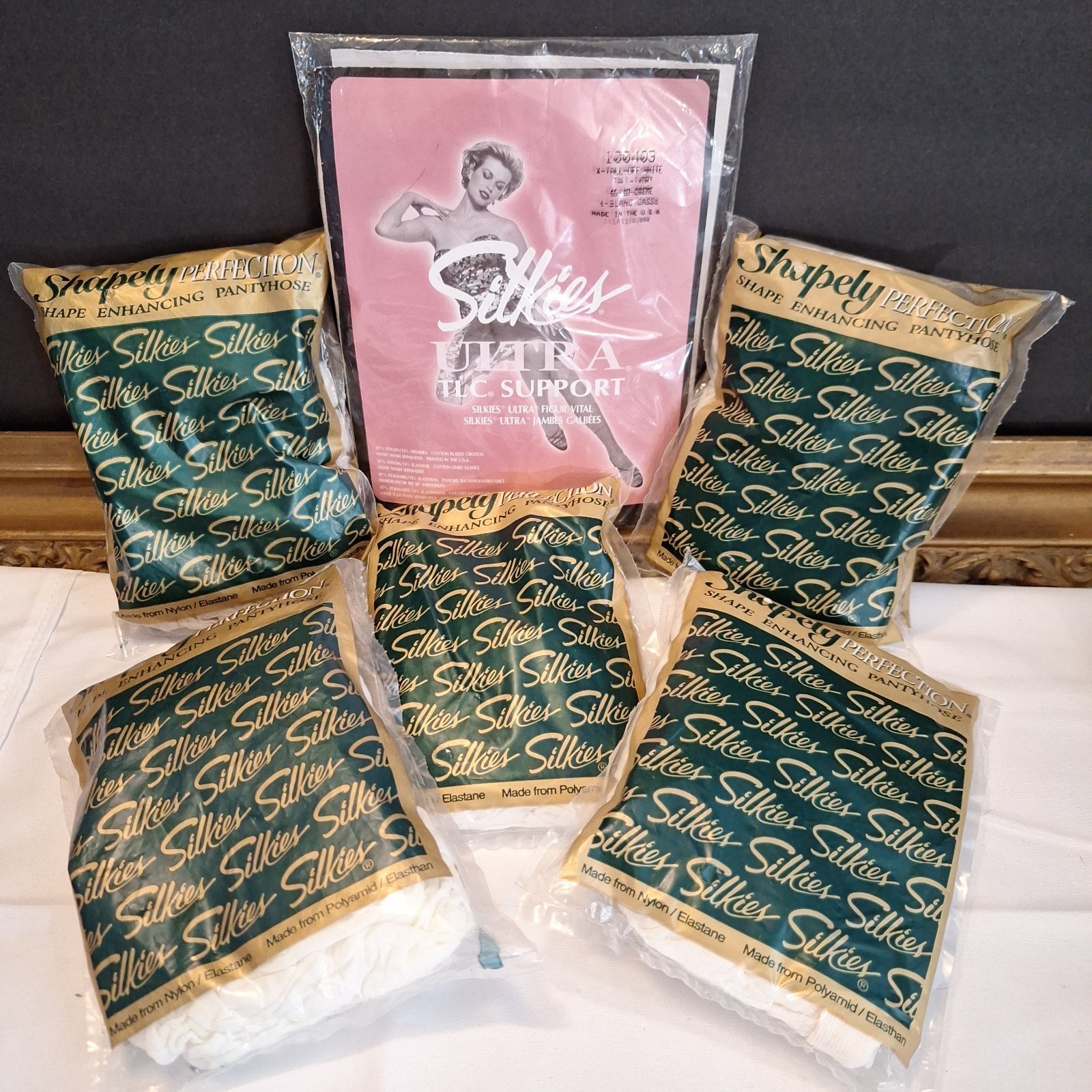 Vintage Silkies Lot Pantyhose White New X Tall