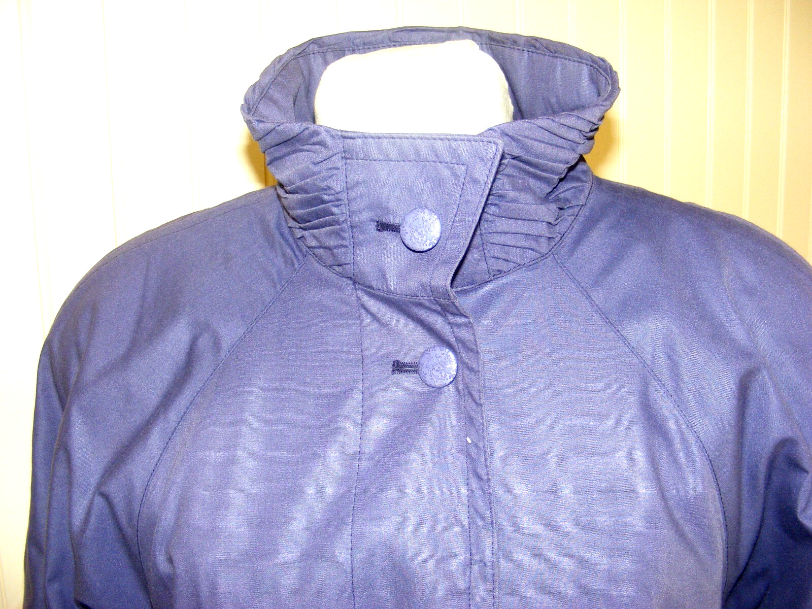 80S TRENCH COAT LONDON FOG WOMENS PLUM PURPLE WOOL LINED POLY COTTON FULL LENGTH