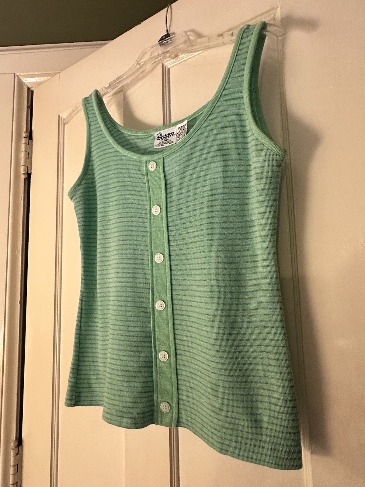 Vintage 70s/80s Kupra by Zado Women’s Tank Top Size M Mint Green/Periwinkle Cute