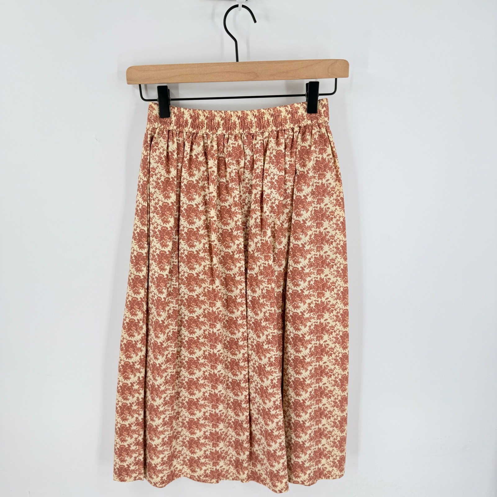Vintage Young Traditions Floral Skirt Size 4 Cream Mauve Cottage Boho Romantic