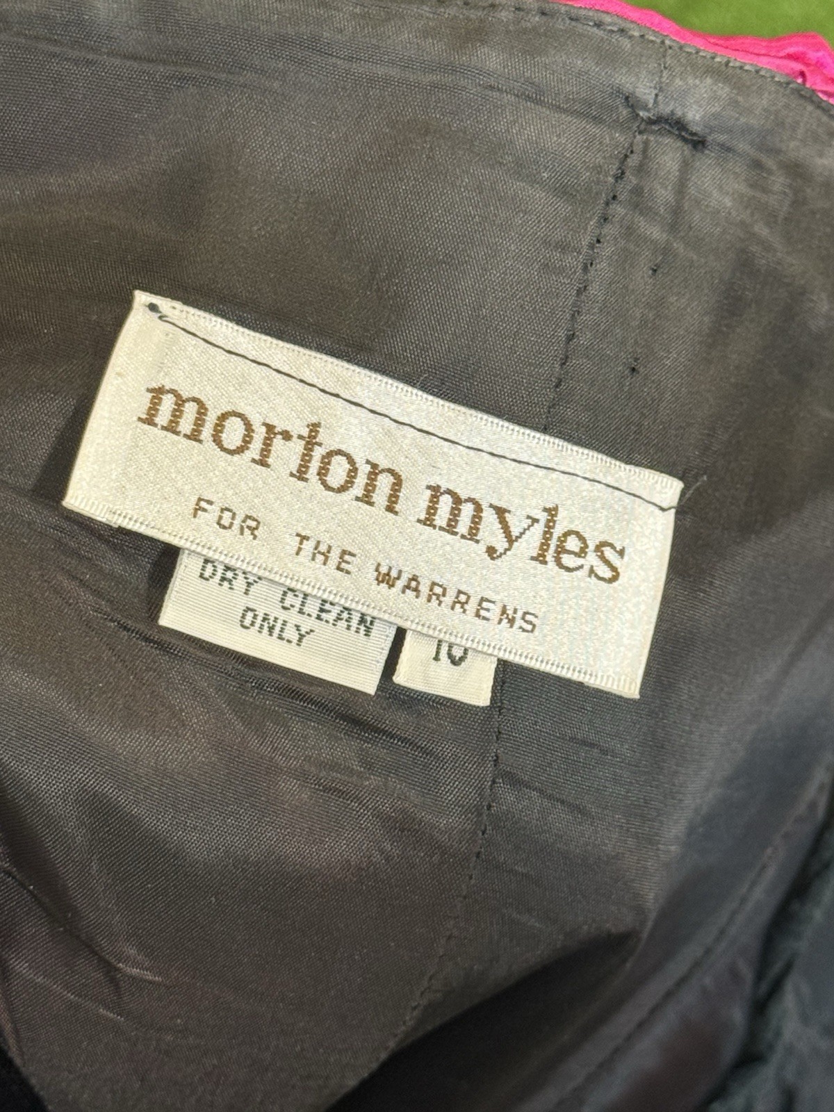 Vintage Morton Myles Dress 10 Black Pink Green Velvet Party Formal Ball Gown USA