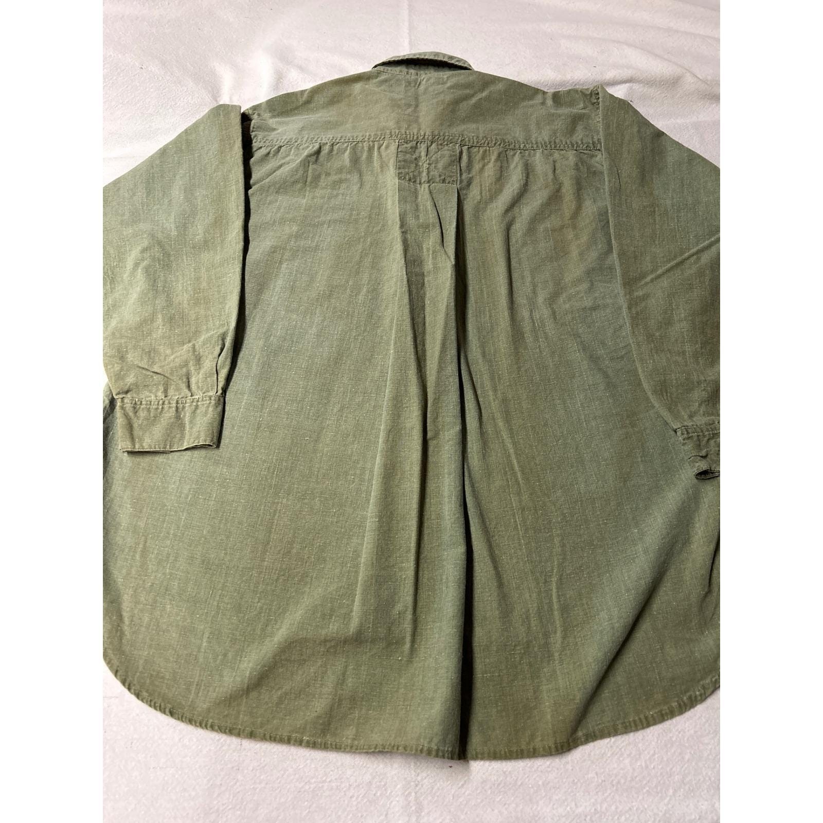 Vintage Y2K Citron Vert Olive Green Long Sleeve Military Look Patches Shirt WS