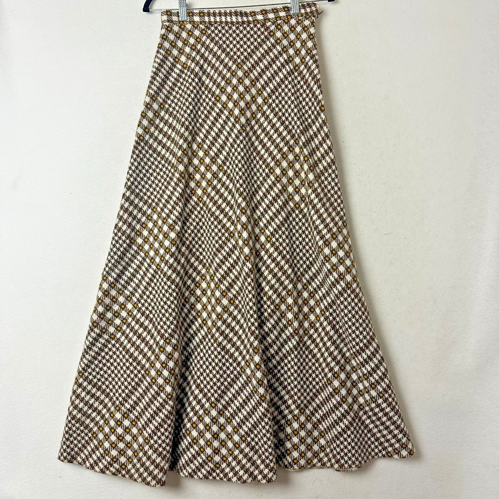 Vtg Jo Hardin Originals Dallas Brown Houndstooth Maxi Skirt Style 6042 Sz 11-12