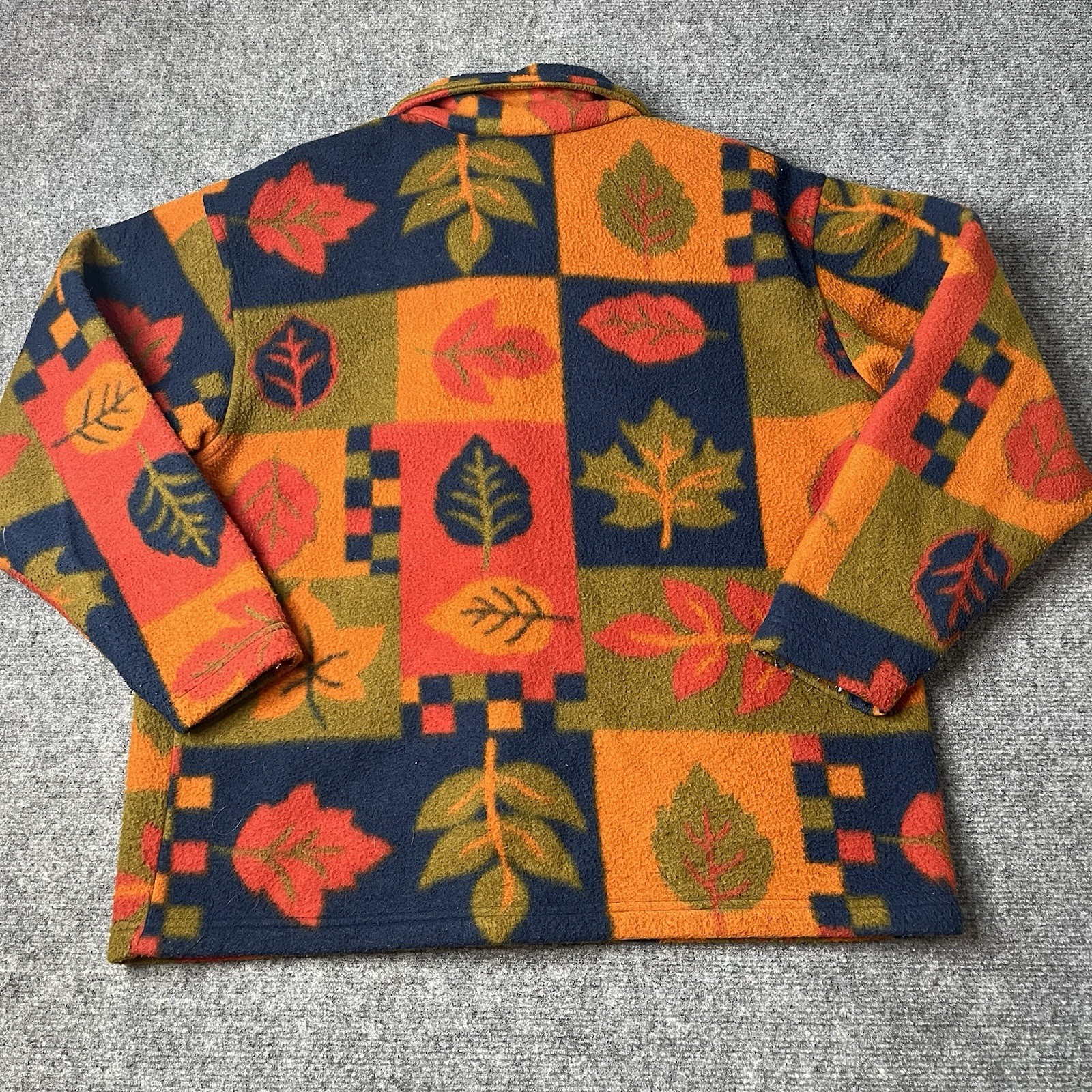 Vtg Fashion Bug Floral Fleece Jacket Button Up Womens M 1990s 90s