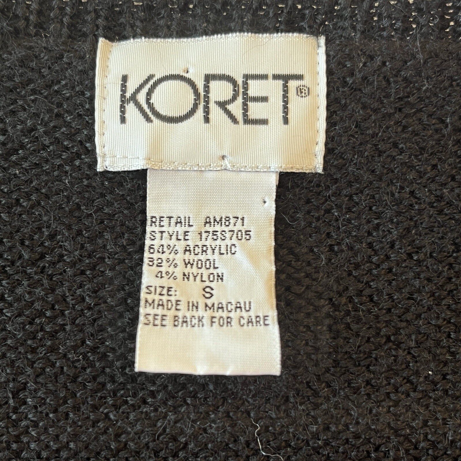 Vtg Koret Acrylic Wool Knit Sweater Vest S Argyle Diamond Black Grandma Yuppie