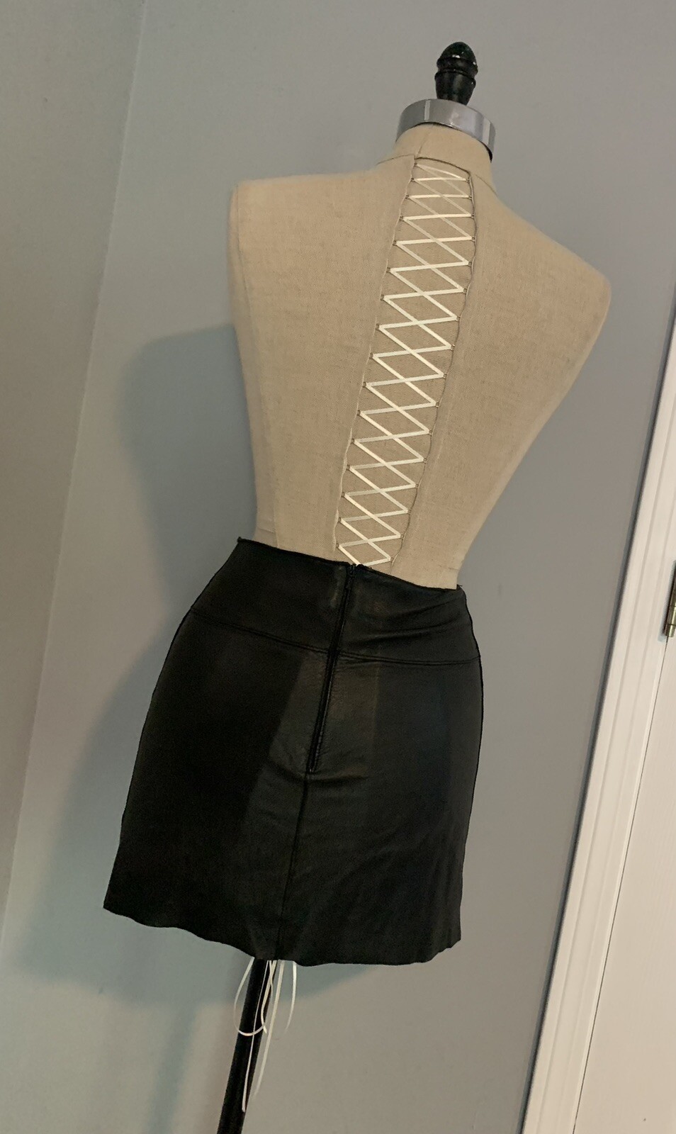 Vintage 80s 90s Wilson’s Black Leather Mini Skirt Metal Biker Grunge Rocker Club