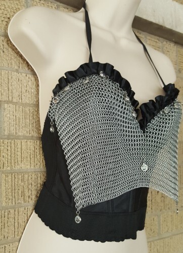 1980s Corset Cher Style Chain Mail 34B Vintage Top Club