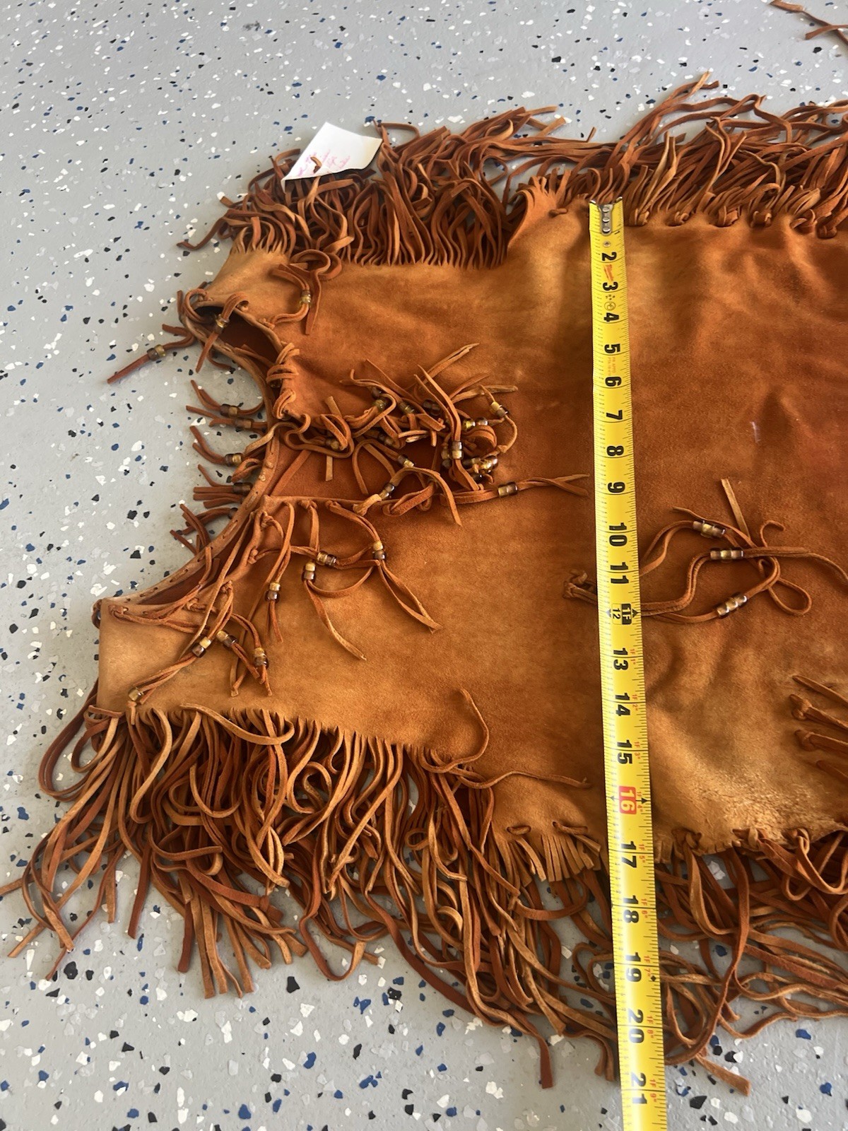 Vtg Fringed Top Leather With Neck Piece And Hair Clip Split Cow Hide