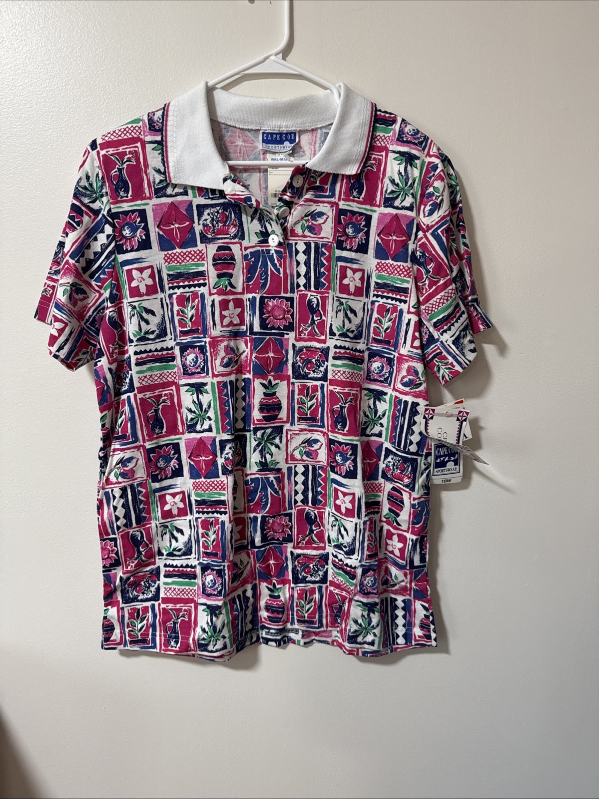 NWT vintage Cape Cod Sportswear Cruise Control Collared Shirt Size 18w USA #308