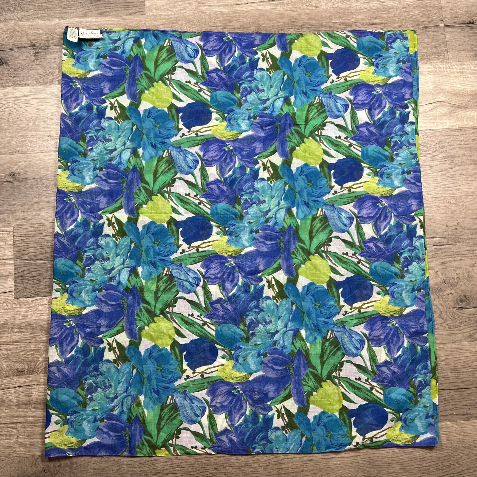 Vintage 80’s Ruth Norman Floral Cover Up Dress Shall Scarf USA 60” X 48”