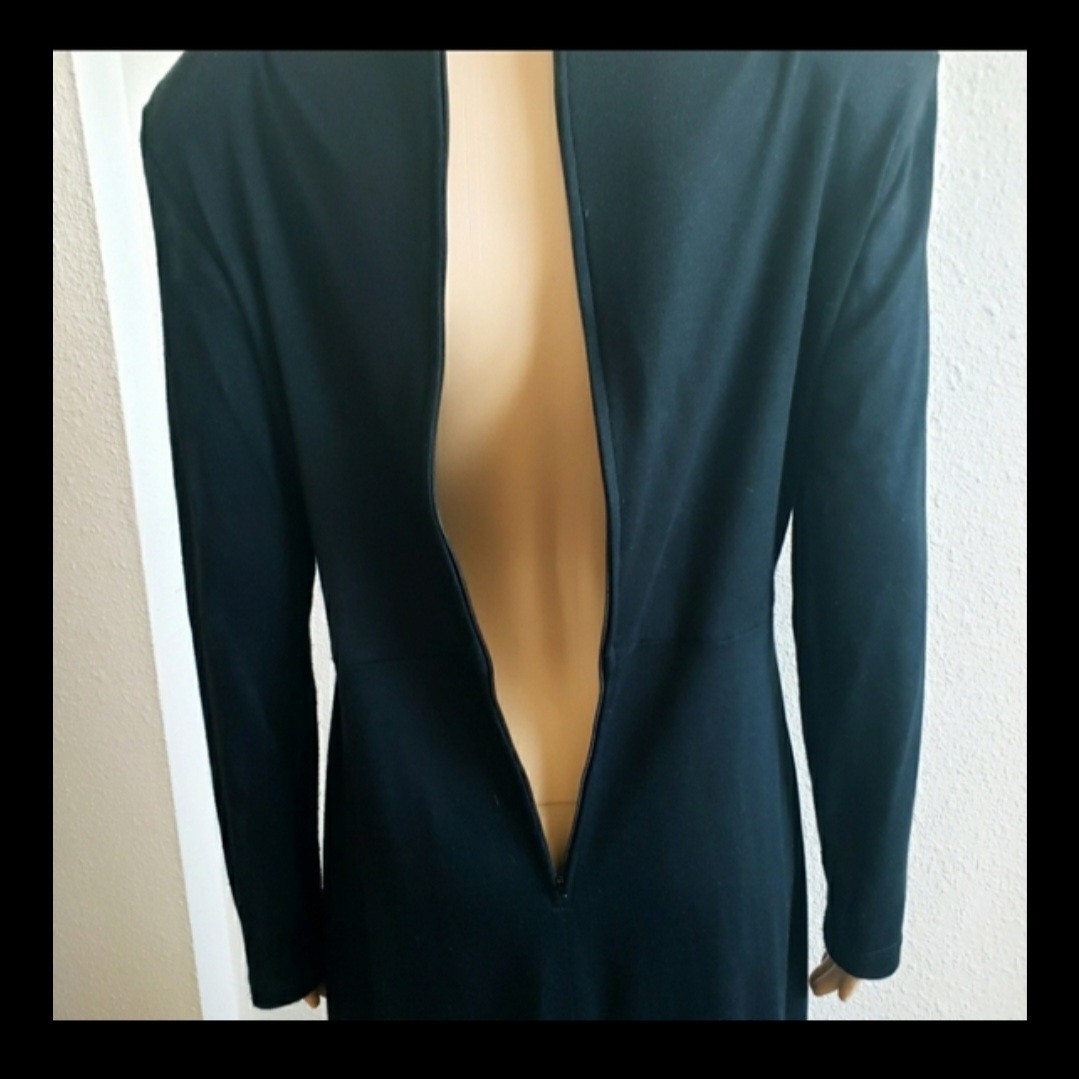 Vintage Molly Malloy Womens Black Longsleeve Waisted Maxi Dress With Scarf