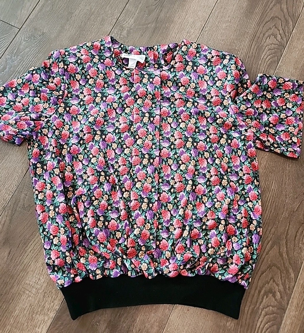 Vintage TOPNOTCH Floral Short Sleeve Blouse Size 24W