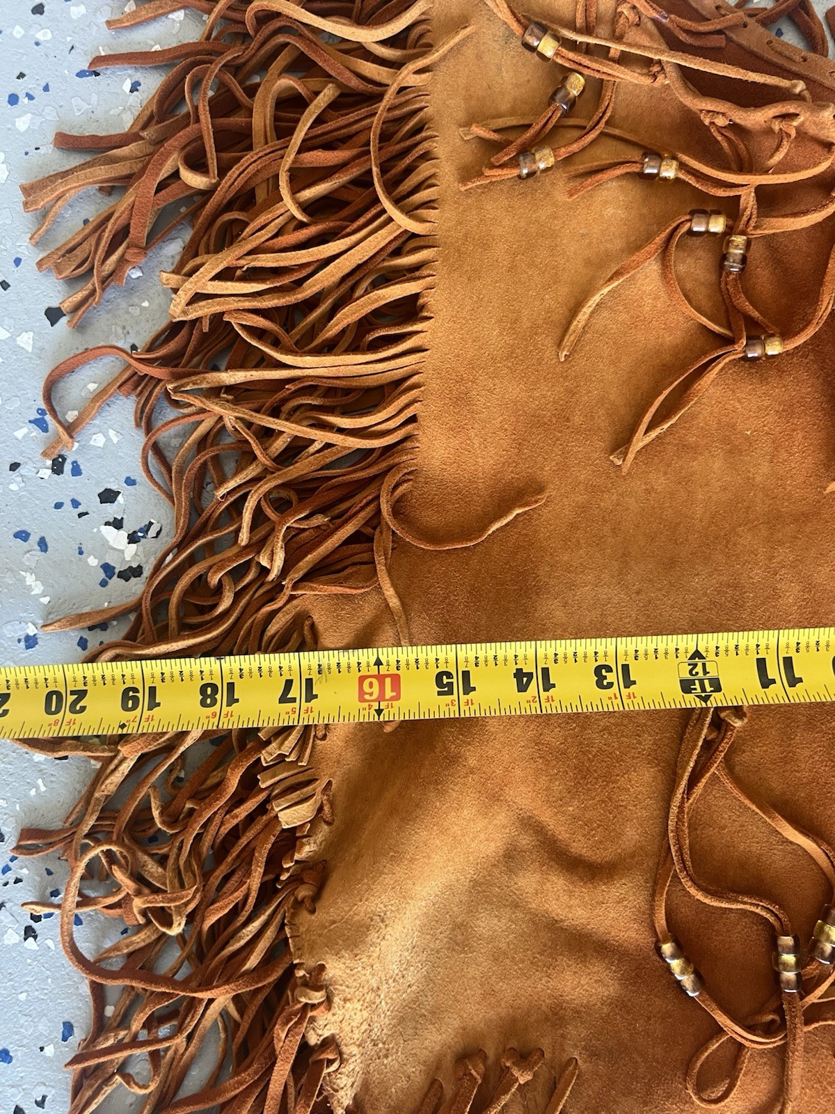 Vtg Fringed Top Leather With Neck Piece And Hair Clip Split Cow Hide