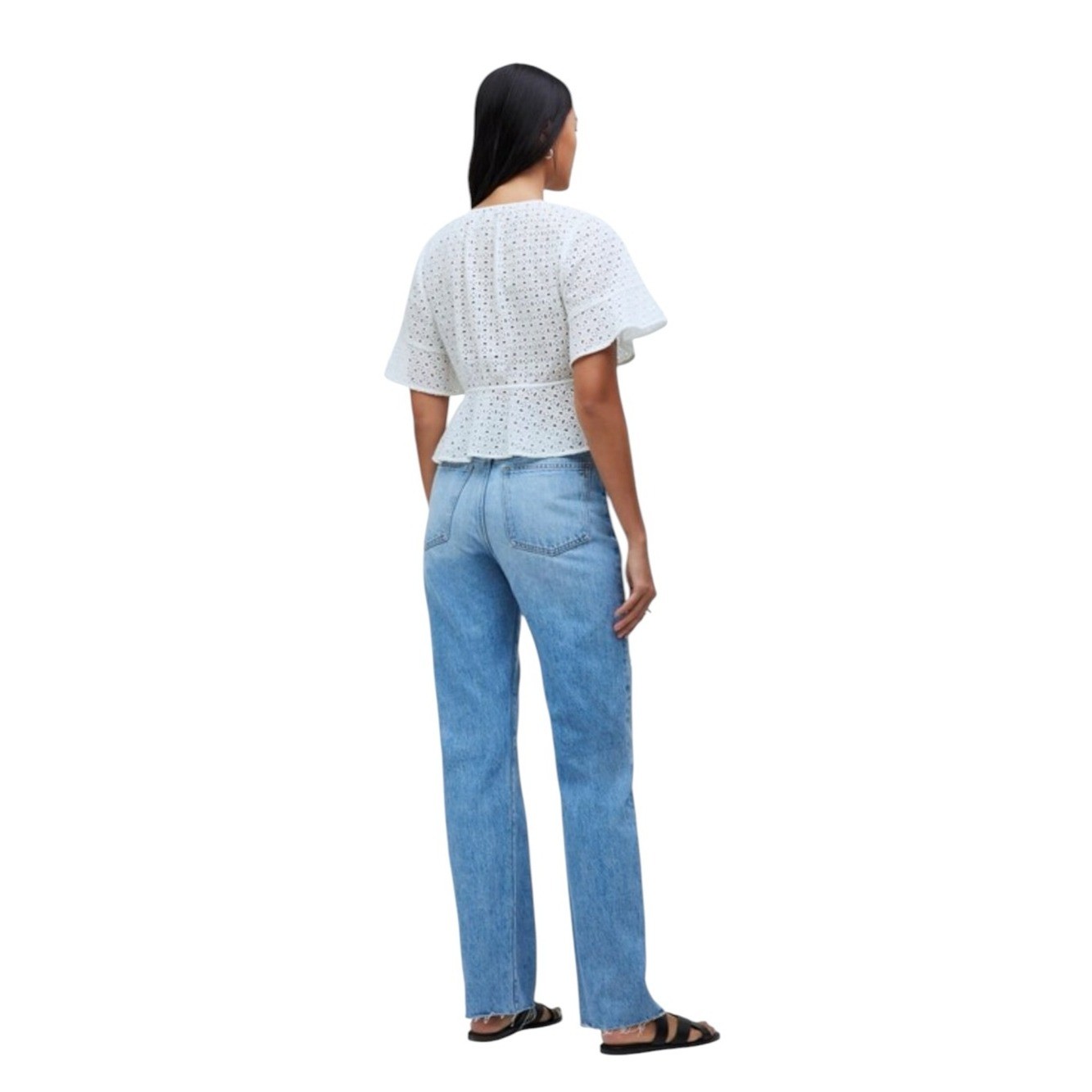 Madewell Petite ’90s Straight Jeans Revoir Wash High Rise Raw Hem 24P Rigid