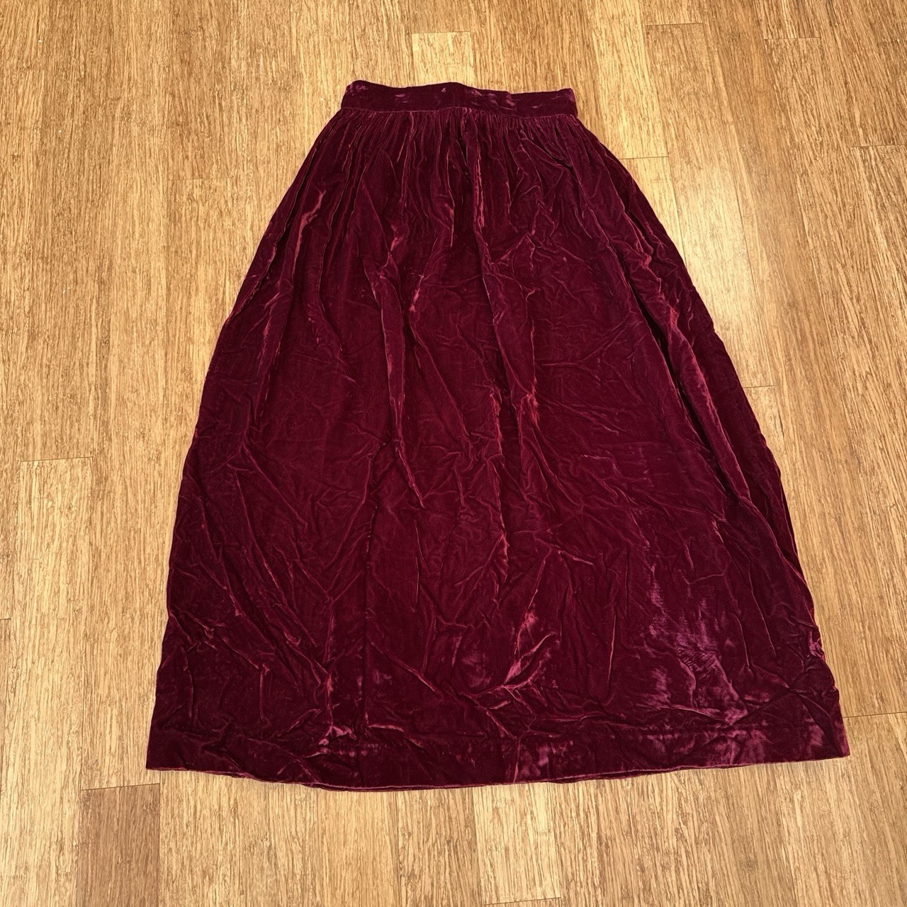Vintage 1970S Zip Back Deep Wine Velvet Maxi Skirt Renaissance Fair, Shakespeare