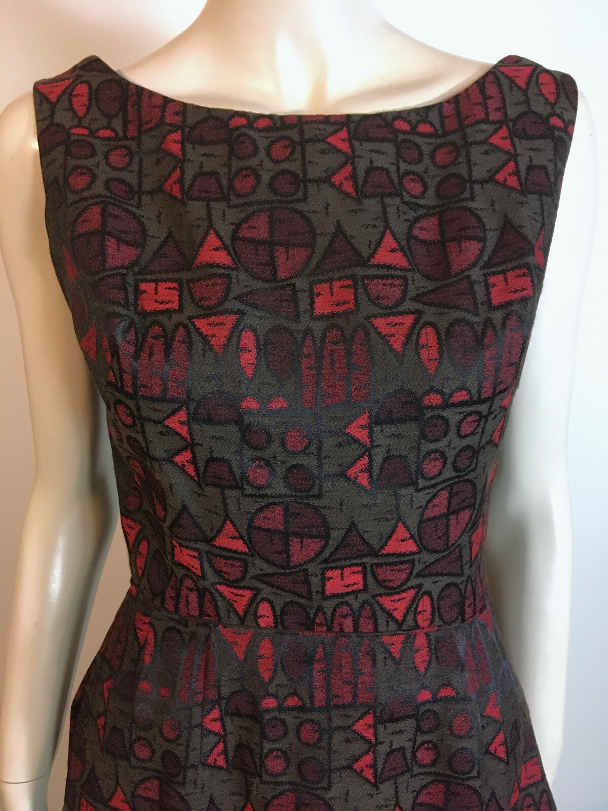1960s Vintage NOS Unworn Marie Leavell MCM Abstract Pattern Dress Jacket Set S M