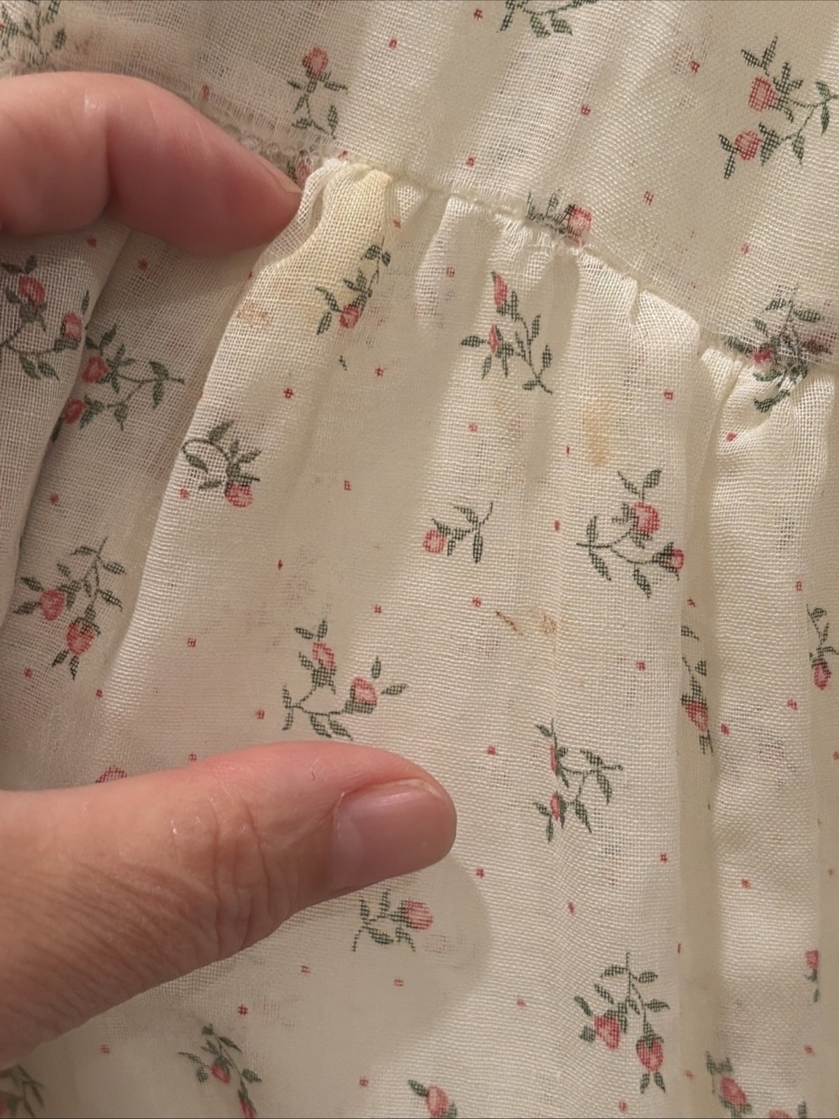 Vtg 70s Gunne Sax Cream Tiered Dress Floral Prairie Cottage Core READ