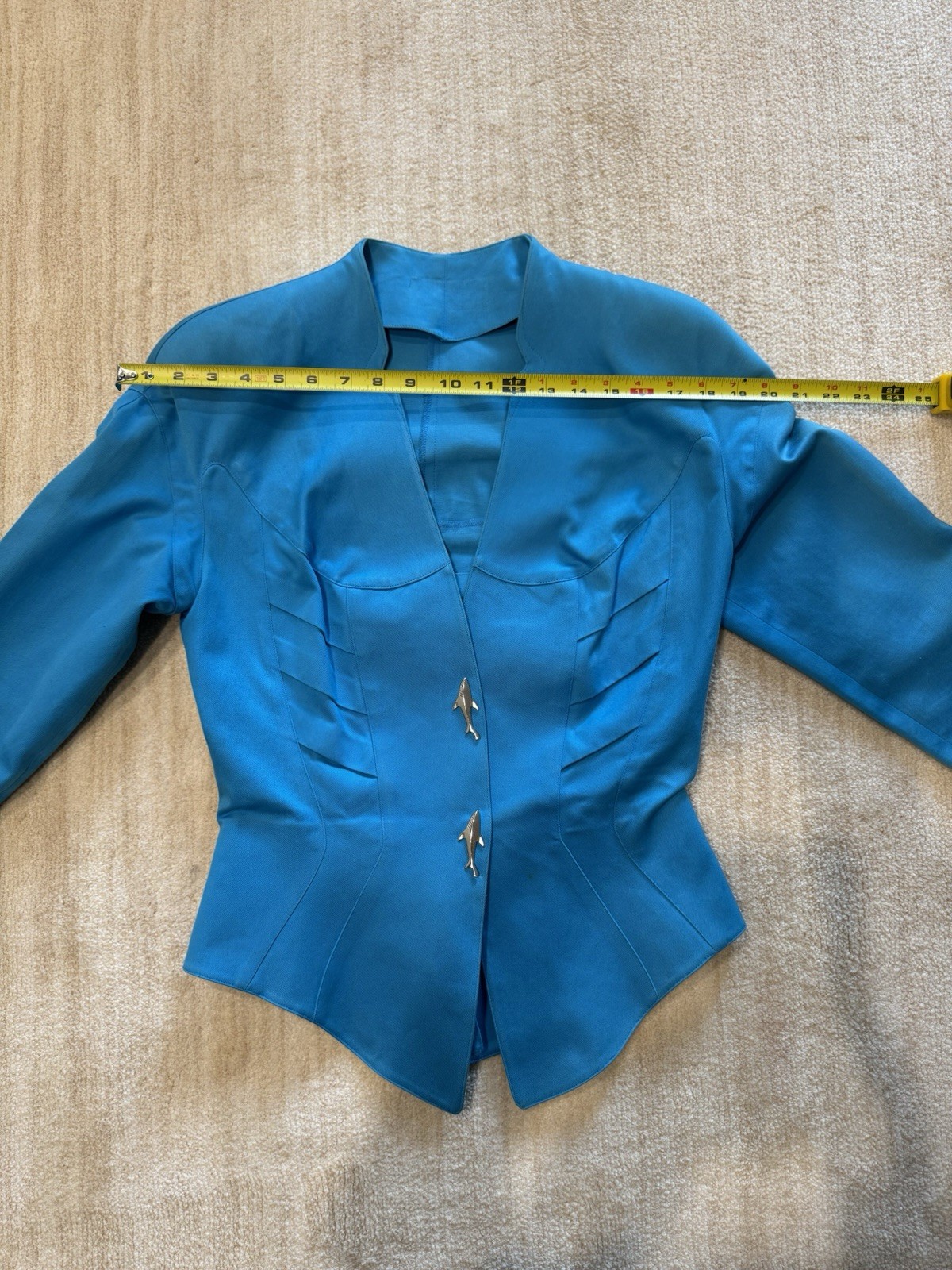 Vintage 1980’s Theirry Mugler Suit Blazer, Skirt Shark Snap Closure Peplum Waist
