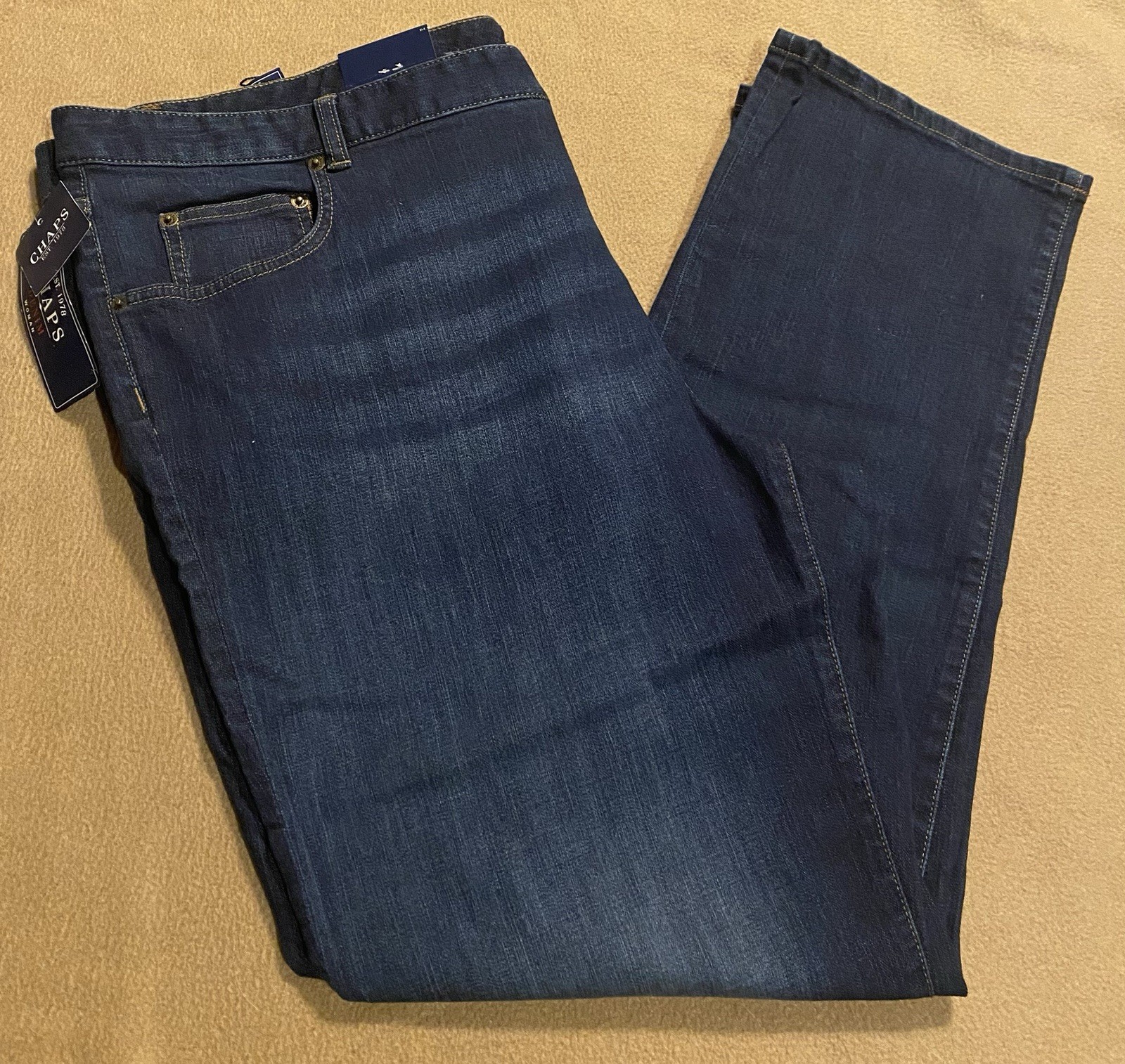 Vintage Ralph Lauren Chaps Women’s Blue Denim Jeans 22W NWT Slimming Fit