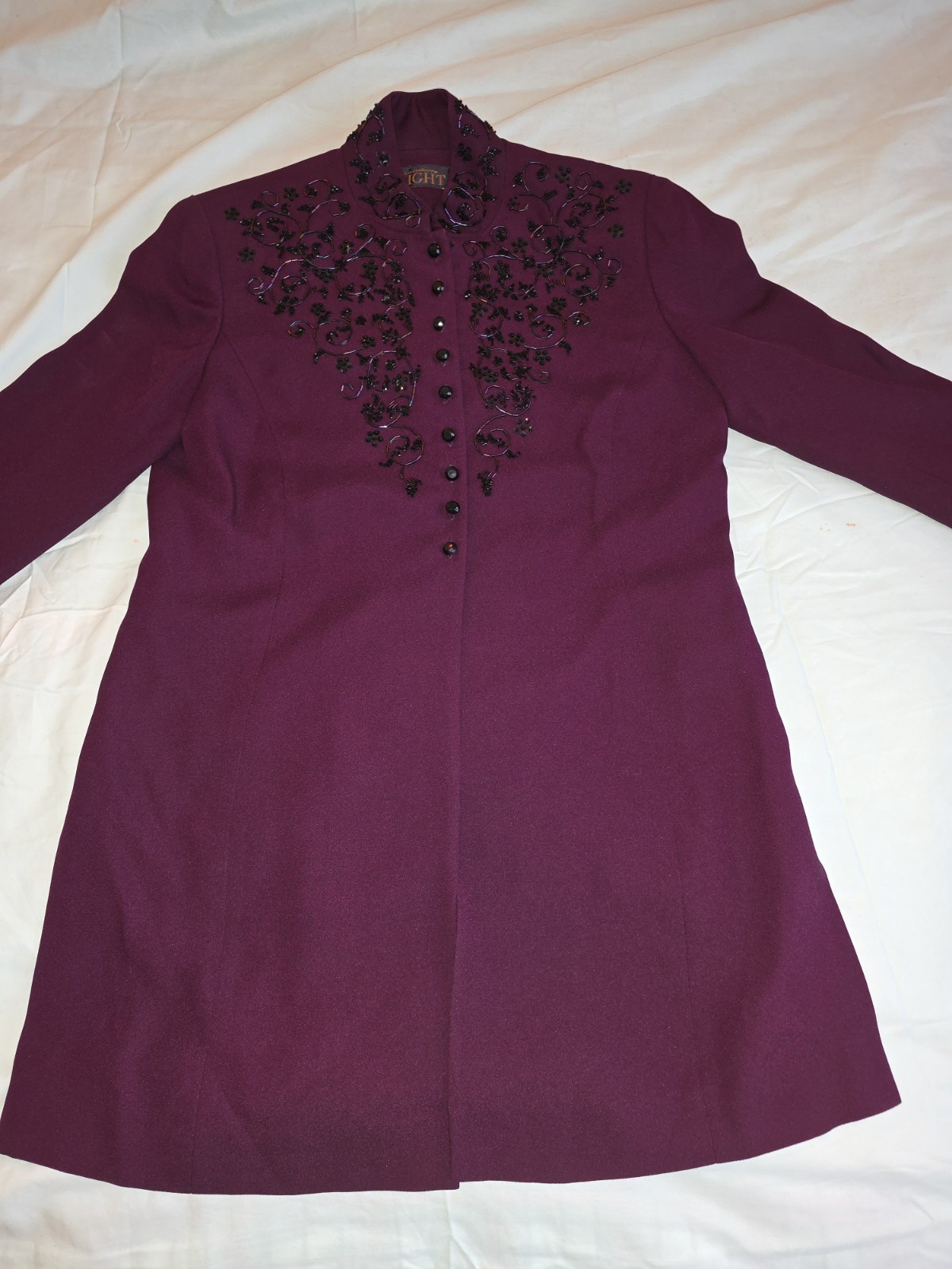 Vintage Liz Claiborne Night Beaded Evening Jacket Plum Burgundy Size 6