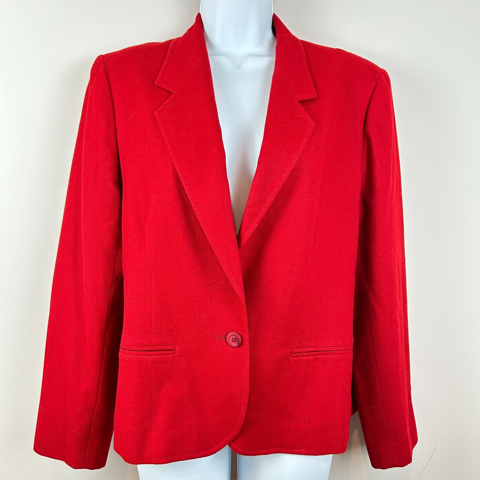 Pendleton True Red One Button Classic Wool Blazer Size Medium USA Made