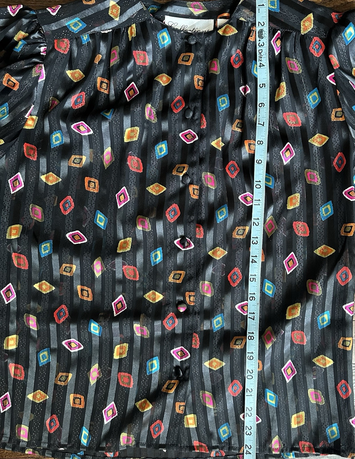 Vintage 80’s 90’s Y2K NWT Collections by Josephine Diamond Print Blouse Top 6
