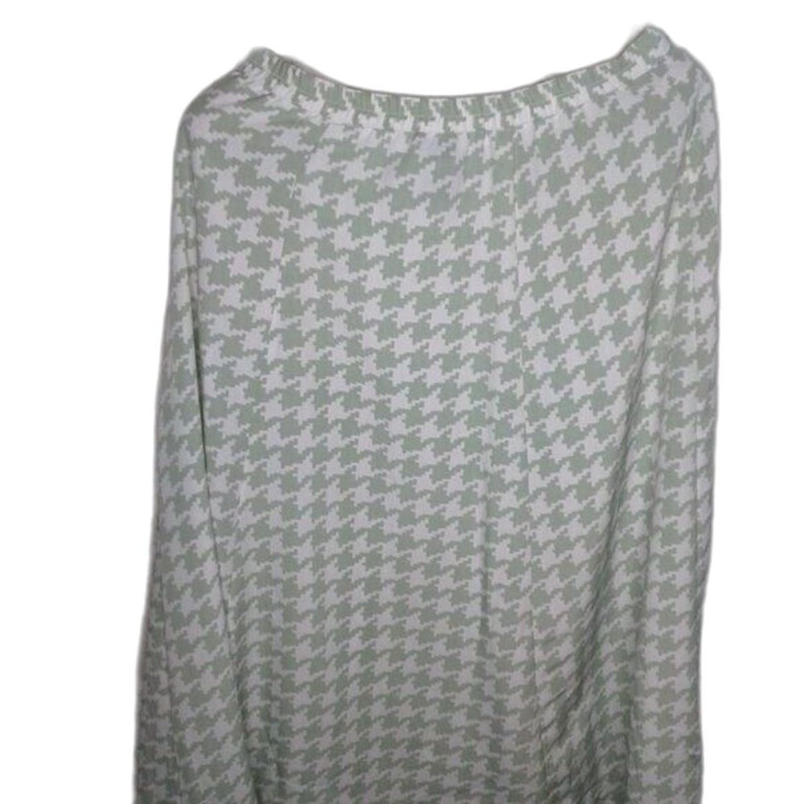 Leslie Fay Vintage Petite Small Midi Skirt Light Green & White Houndstooth