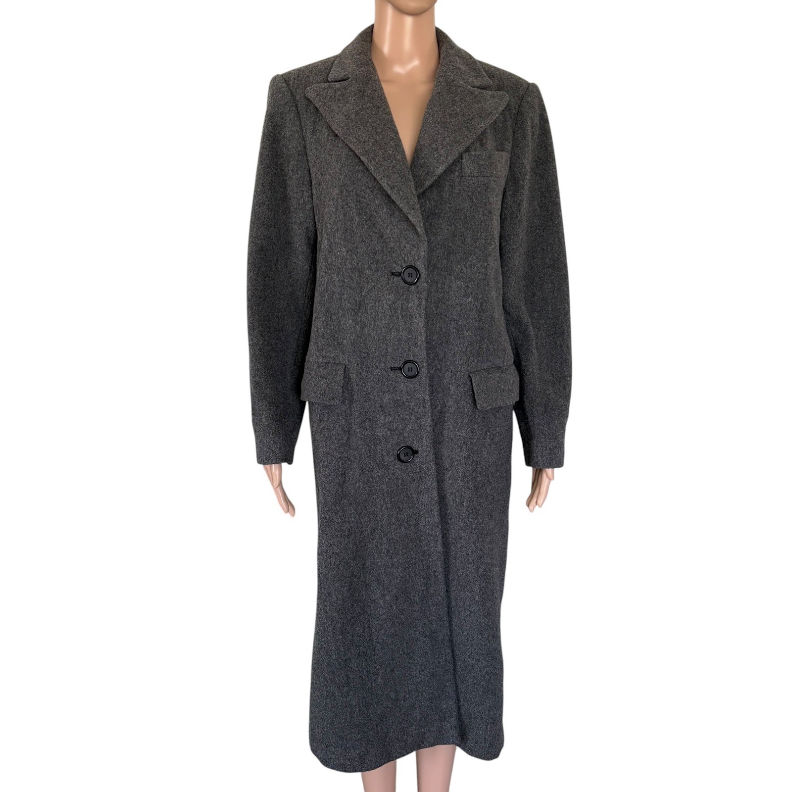 VTG J. Percy Marvin Richards Gray Lambswool Long Car Coat Classic S Quite Luxury