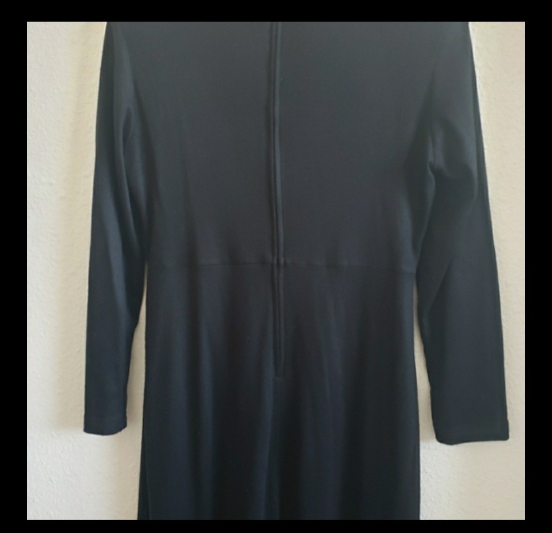 Vintage Molly Malloy Womens Black Longsleeve Waisted Maxi Dress With Scarf