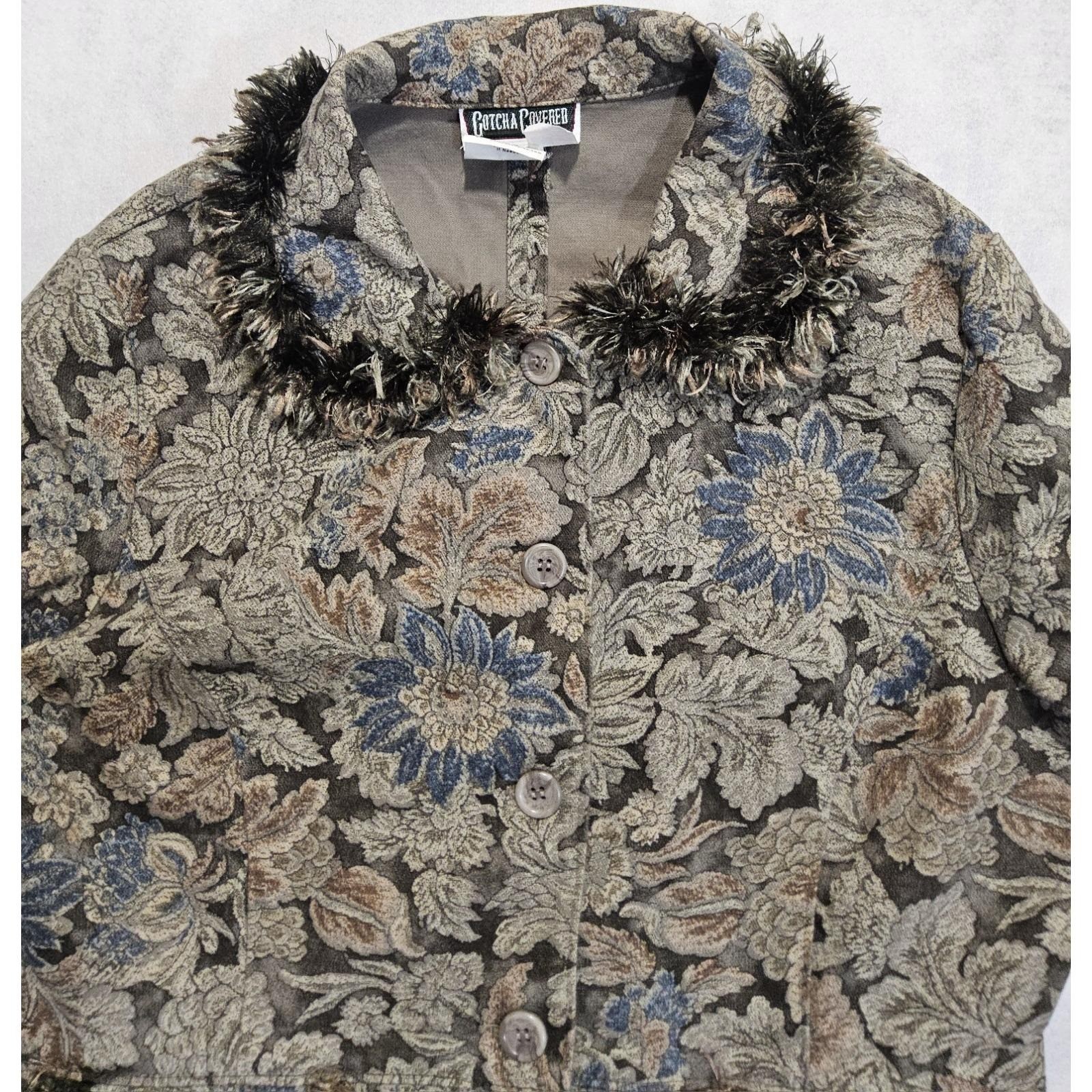 Vtg Gotcha Covered Jacket L Tapestry Floral Bell Sleeve Cottagecore Fairy Whimsy
