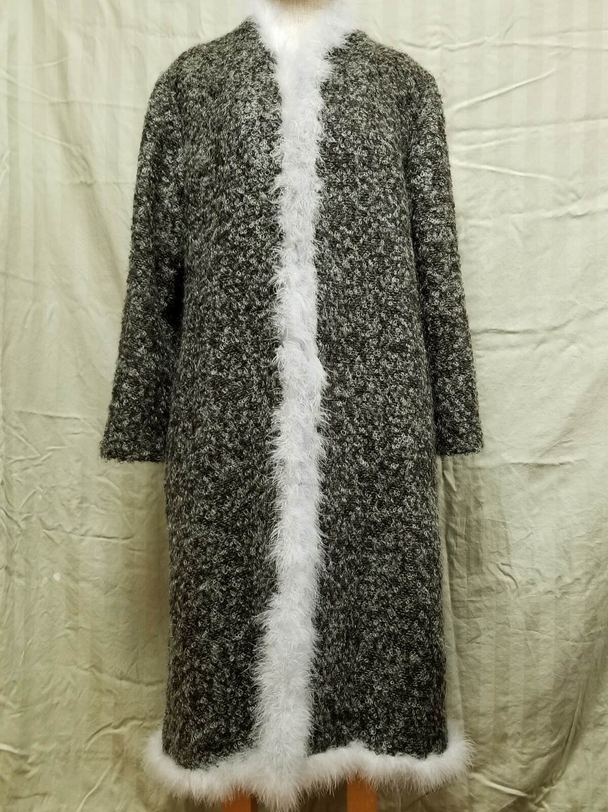 Vintage Georgina Von Etzdorf Mohair Wool Feather Duster Sweater Coat M ~ England