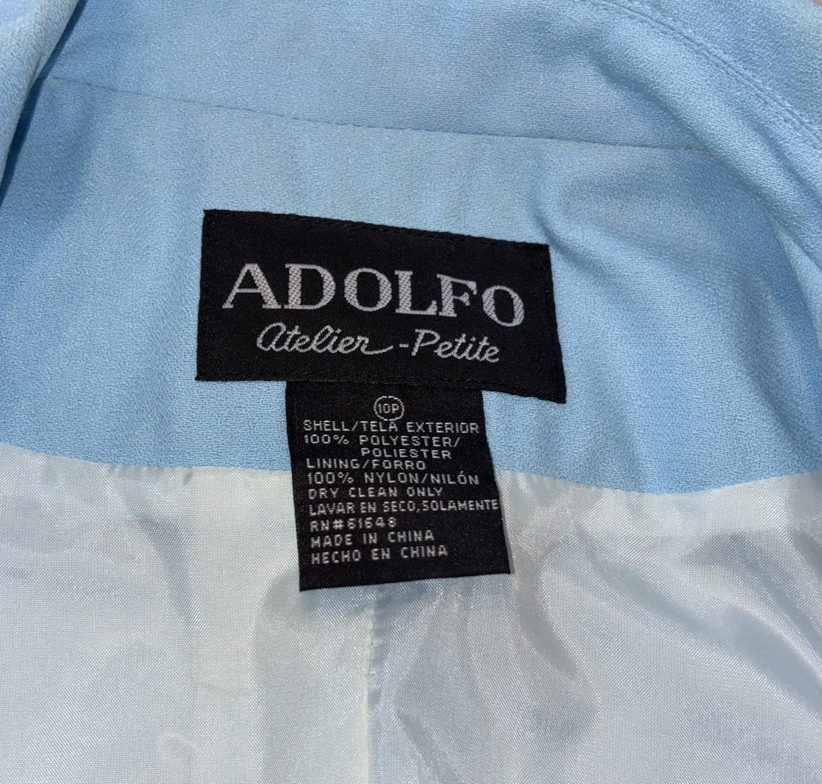 Adolfo Atelier Vintage Blazer Jacket Womens Petites Size 10P Powder Blue exc con