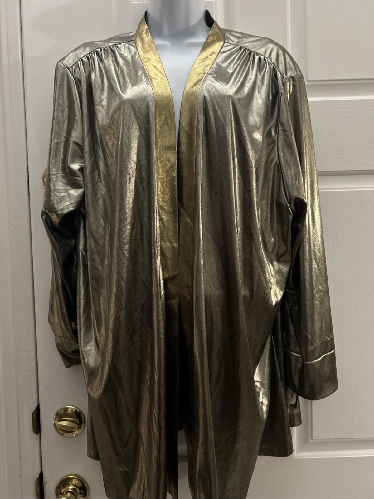 NWT VINTAGE 80s JOANNA PLUS Jacket Open Gold Pewter Lightweight RARE 20W NEW