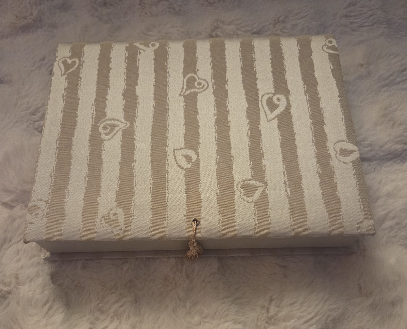 Vintage Victoria’s Secret Beige Jacquard Fabric Lingerie Storage Keepsake Box